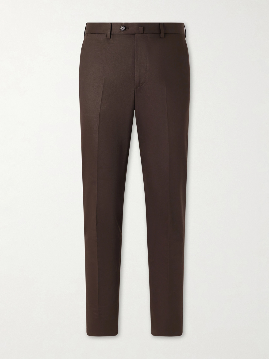 De Petrillo Tapered Cotton-twill Suit Trousers In Brown