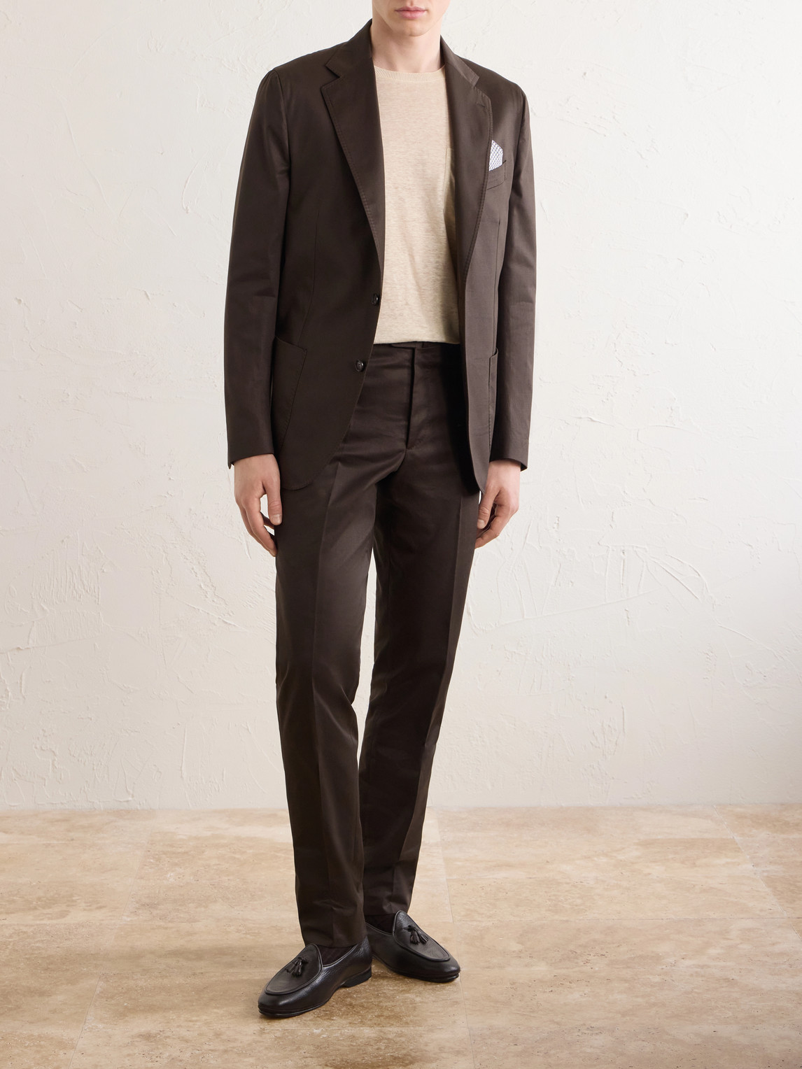 Tapered Cotton-Twill Suit Trousers