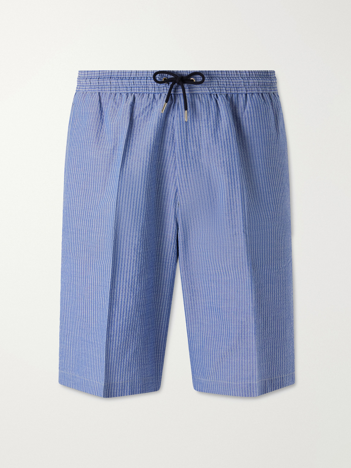 Paul Smith Straight-Leg Striped Cotton-Seersucker Drawstring Shorts - Men