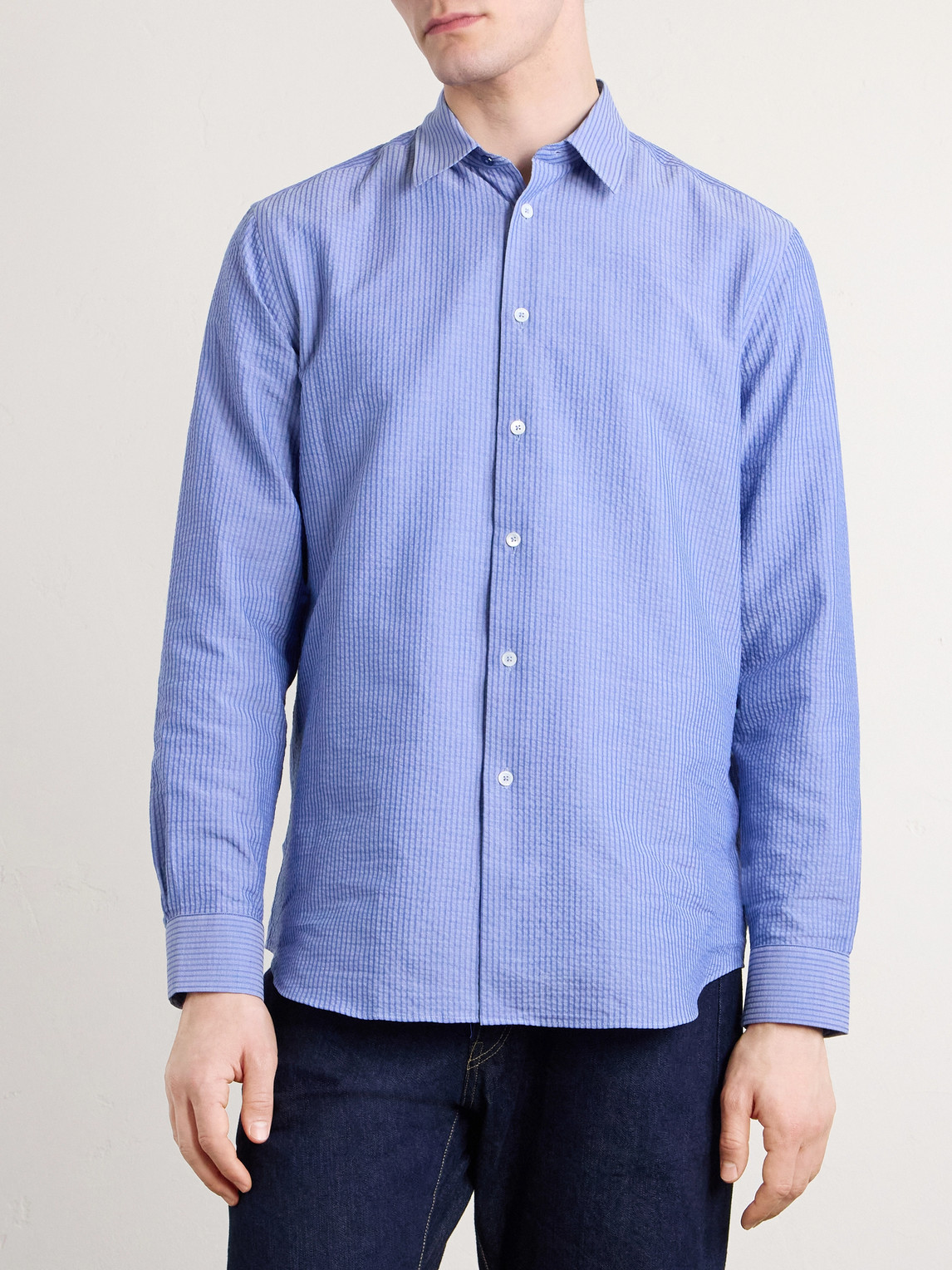 Striped Cotton-Seersucker Shirt
