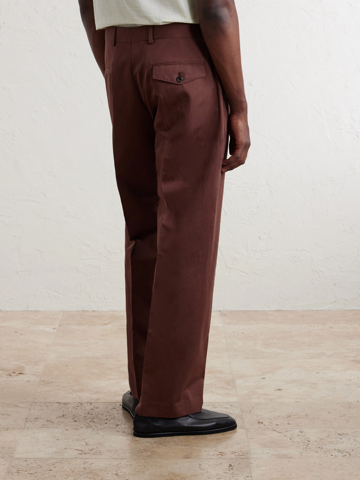 Straight-Leg Cotton And Linen-Blend Twill Trousers