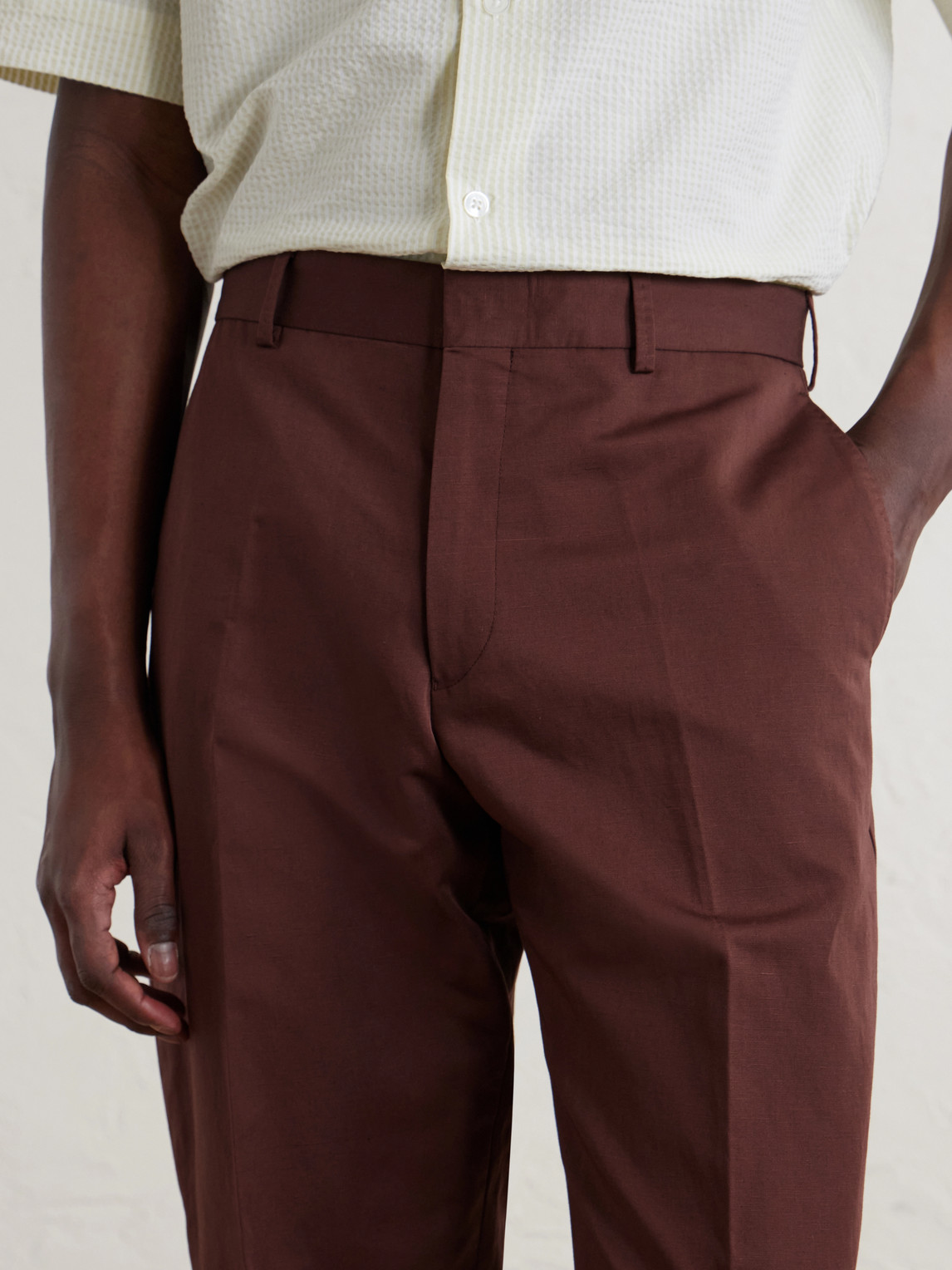 Straight-Leg Cotton And Linen-Blend Twill Trousers