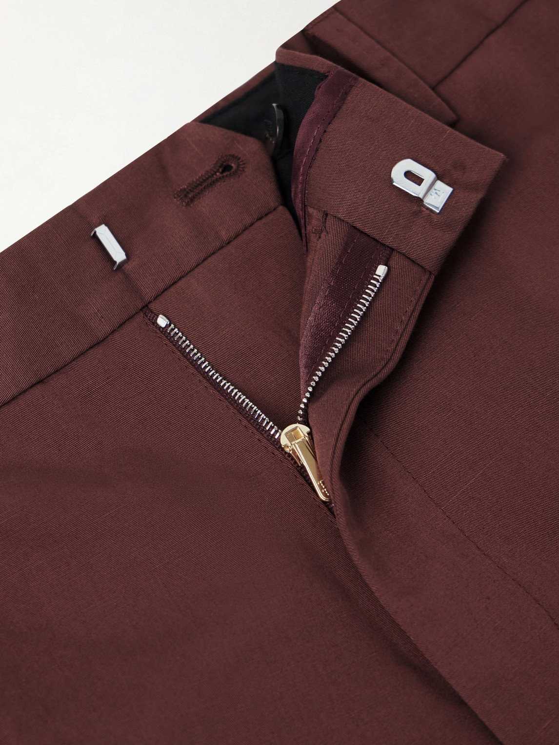 Straight-Leg Cotton And Linen-Blend Twill Trousers