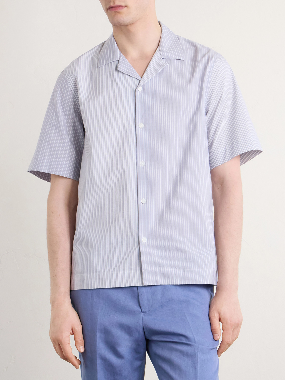 Camp-Collar Striped