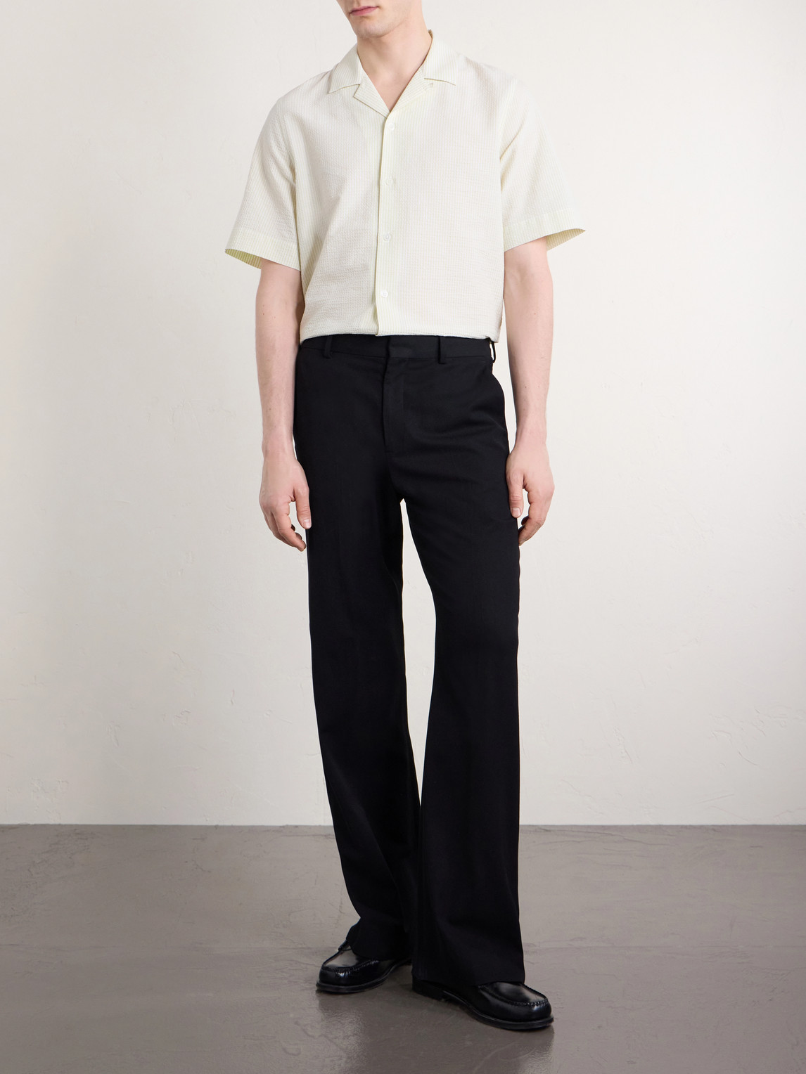 Camp-Collar Striped Cotton-Seersucker Shirt