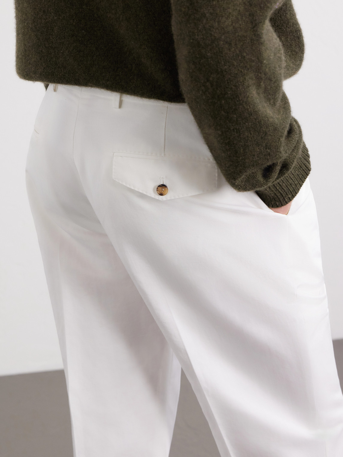 Straight-Leg Cotton And Linen-Blend Twill Trousers