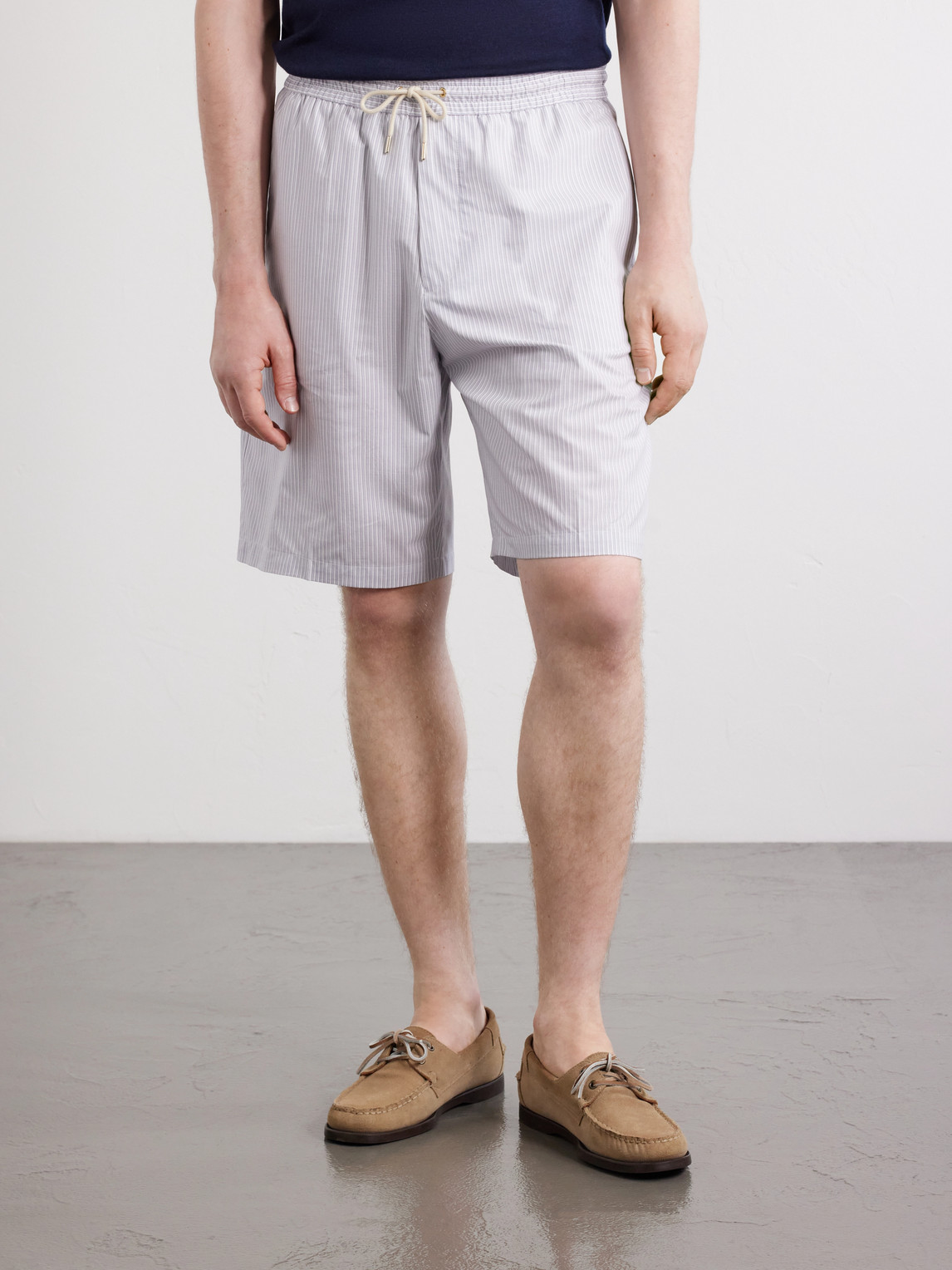  Paul Smith - Straight-leg Striped Cotton Drawstring Shorts - Men - Blue - S 