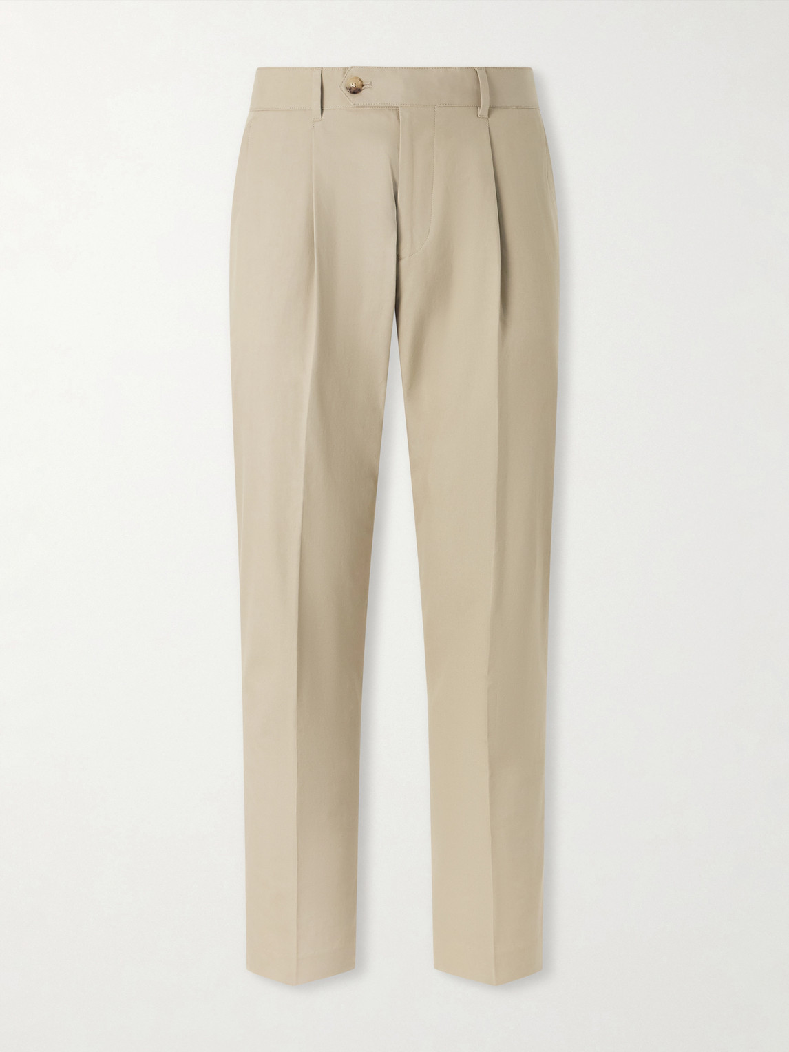Paul Smith Straight-leg Pleated Organic Cotton-twill Trousers In Neutral