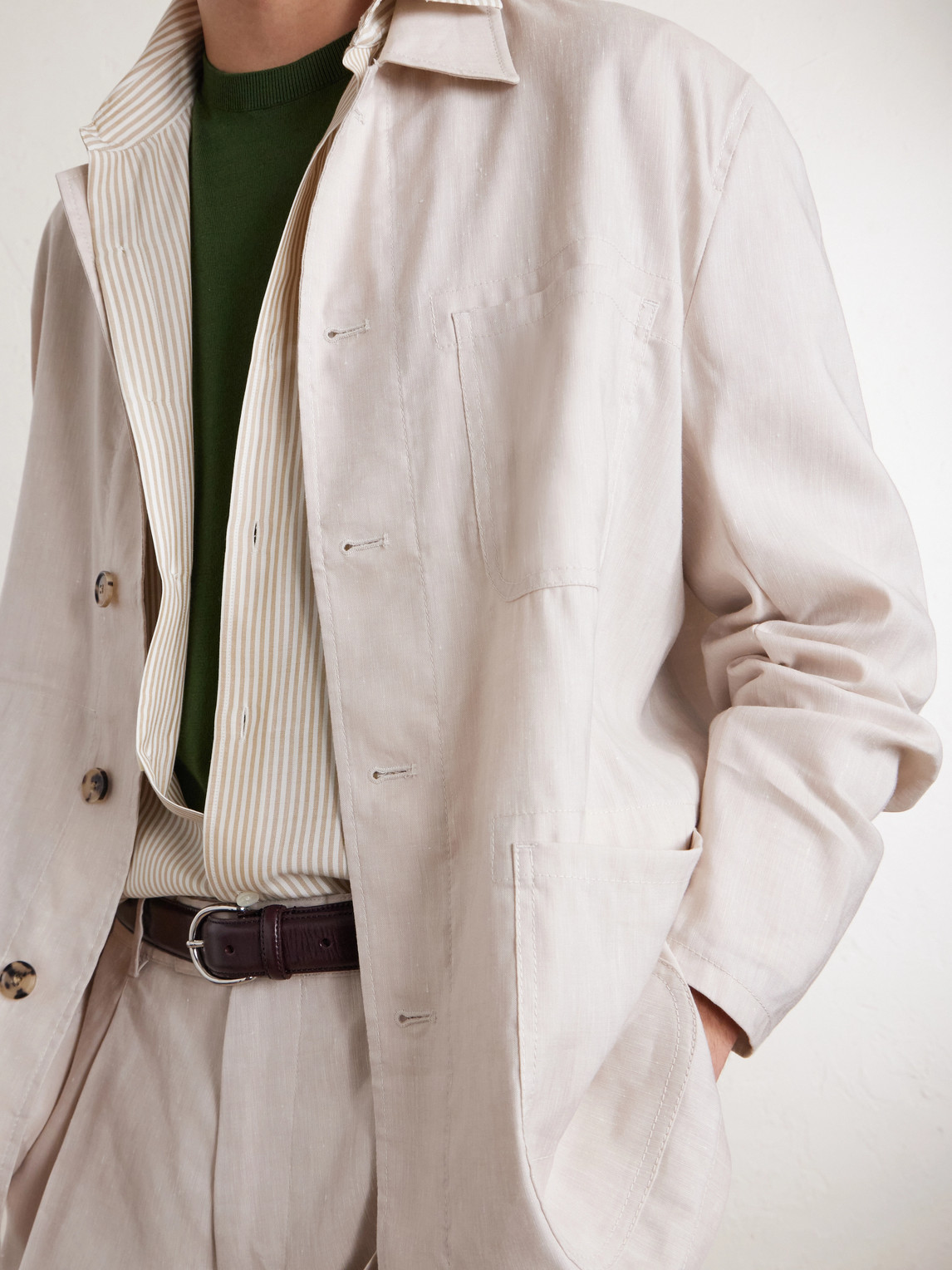 Linen And Wool-Blend Overshirt