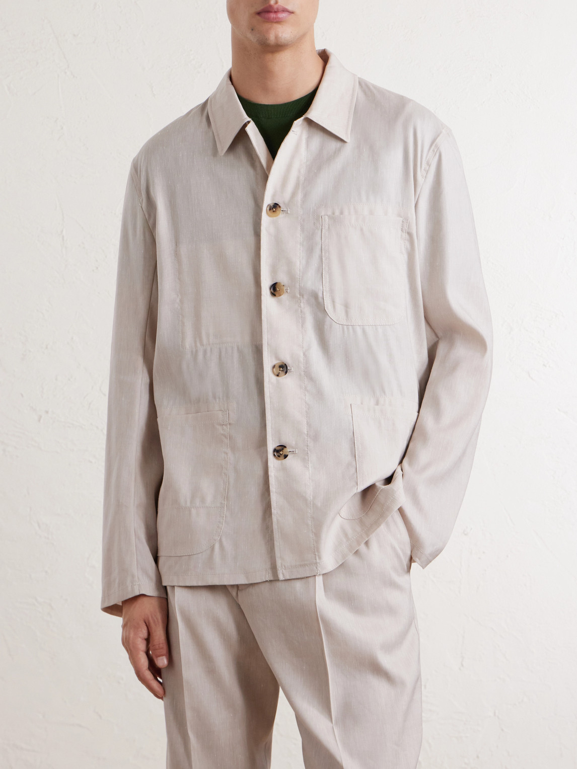 Linen And Wool-Blend Overshirt