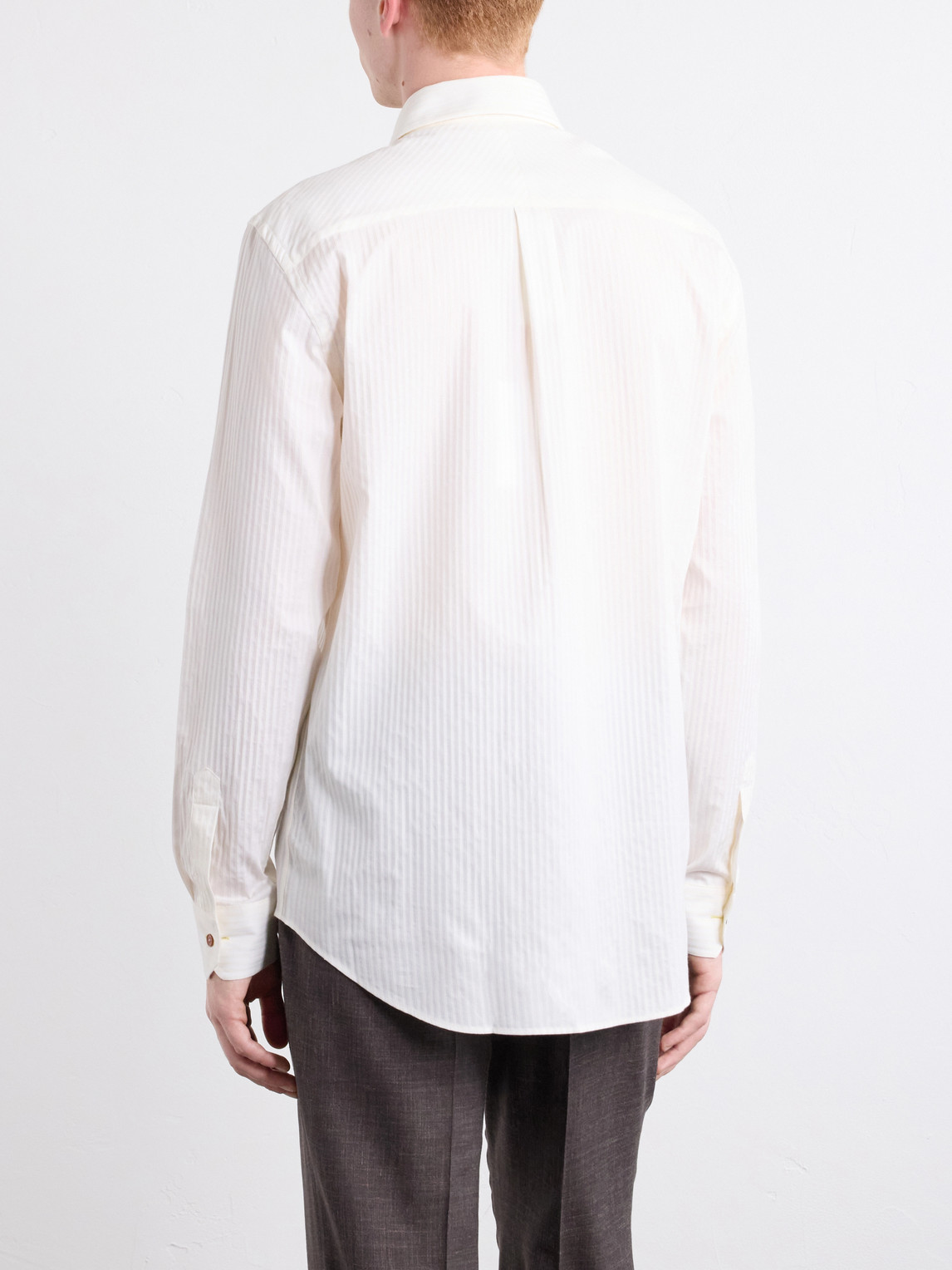 Classic-Collar Striped Cotton And Silk-Blend Shirt