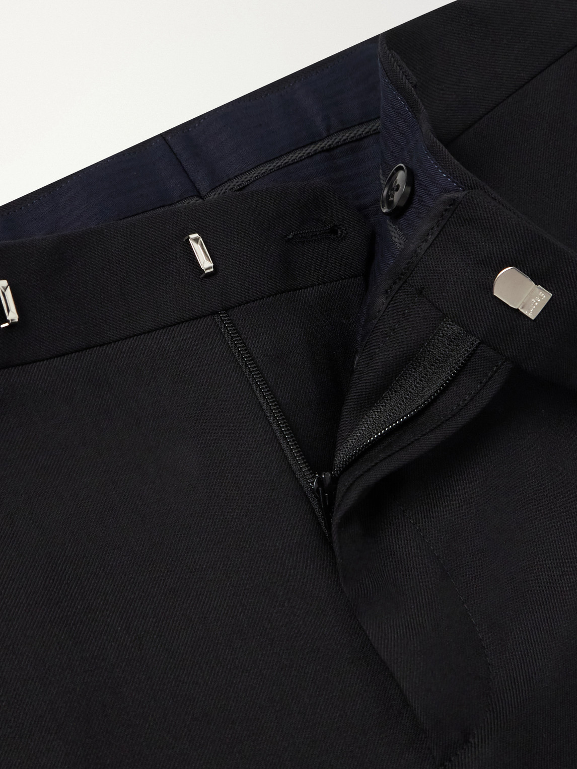 Straight-Leg Pleated Wool Suit Trousers