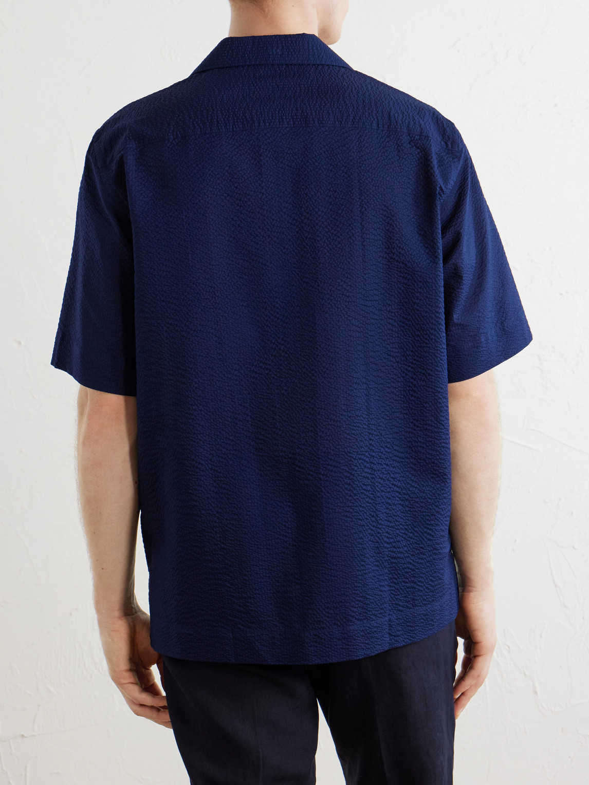 Camp-Collar Cotton-Seersucker Shirt