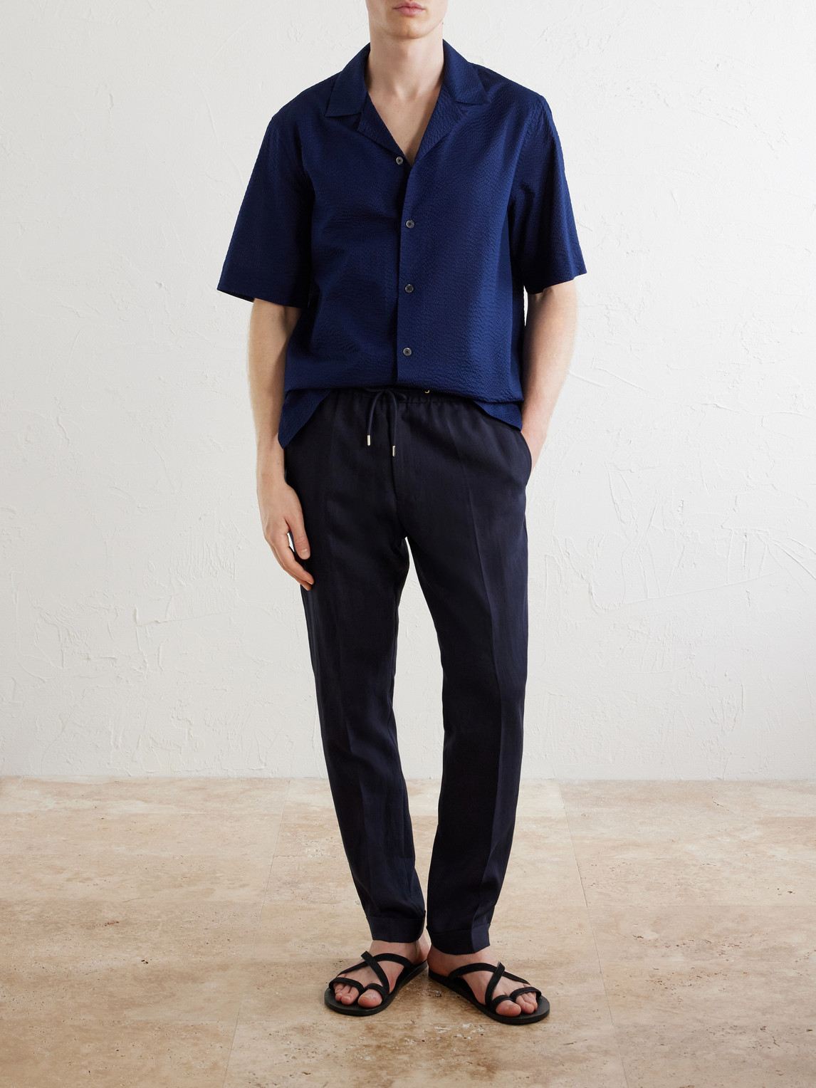 Camp-Collar Cotton-Seersucker Shirt