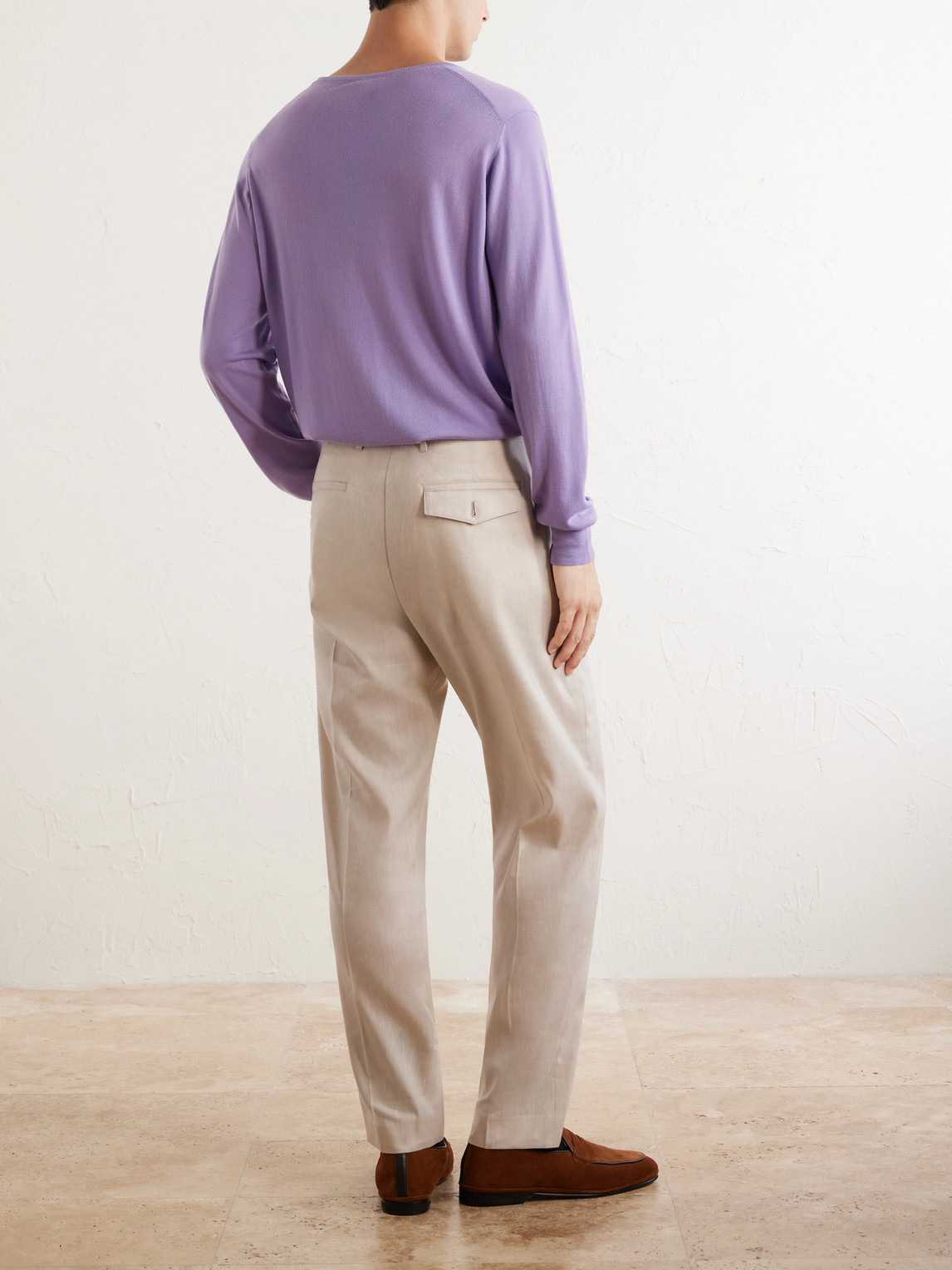 Straight-Leg Linen And Wool-Blend Trousers