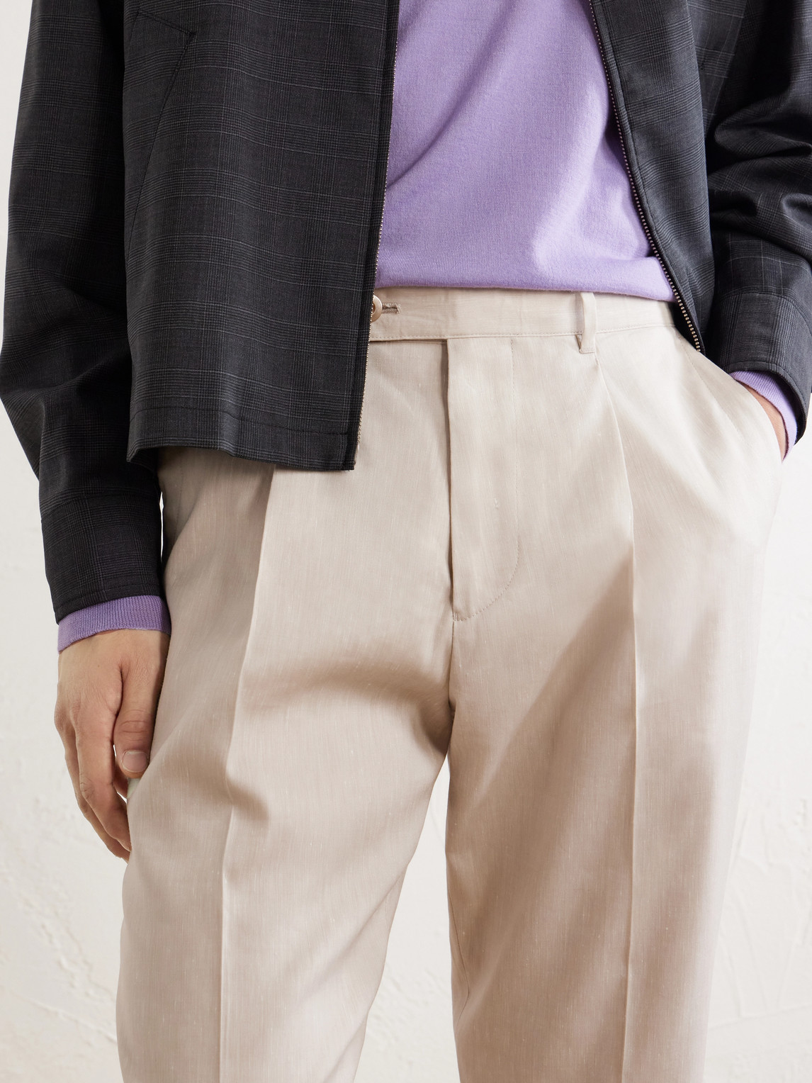 Straight-Leg Linen And Wool-Blend Trousers
