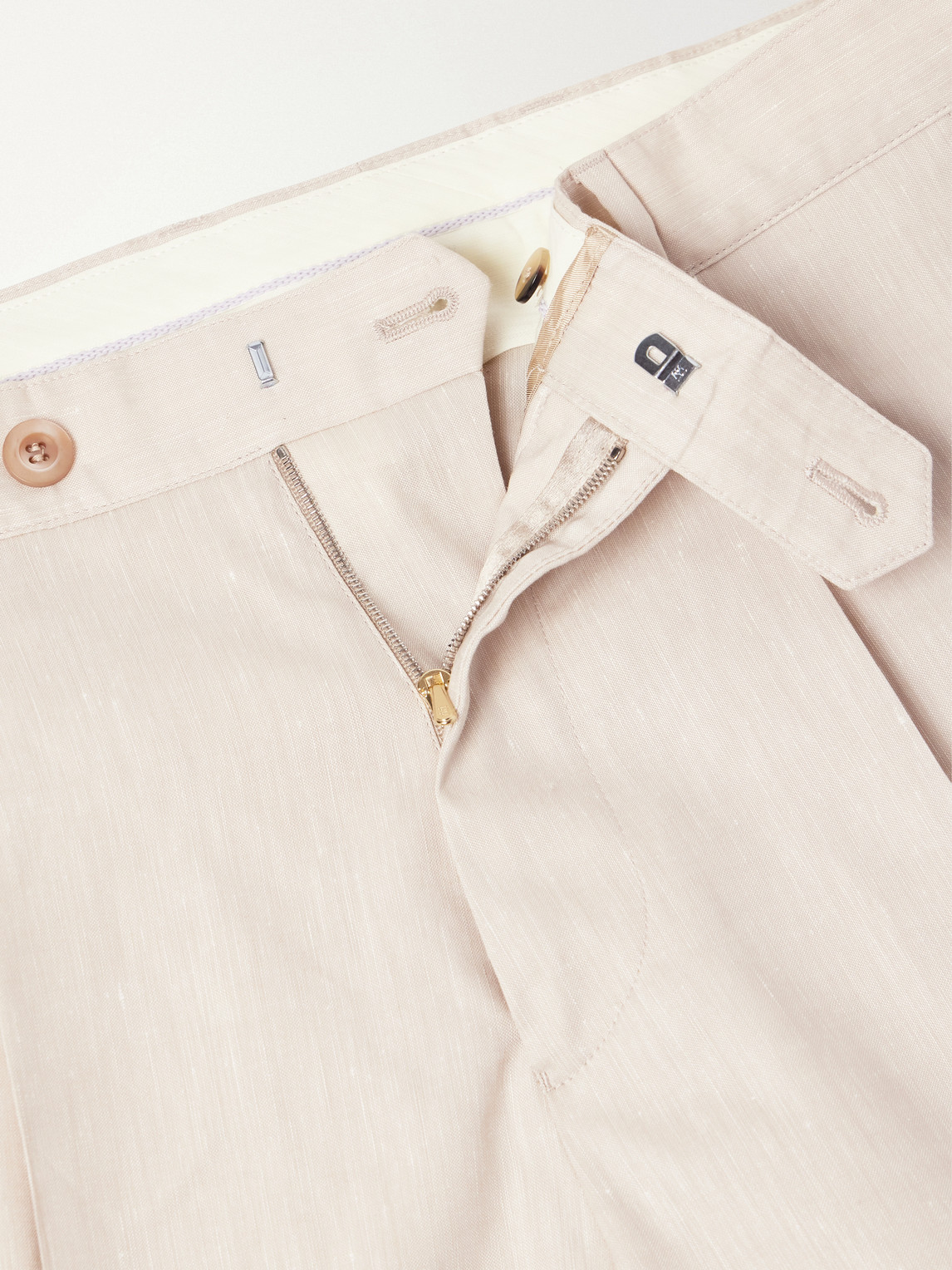 Straight-Leg Linen And Wool-Blend Trousers