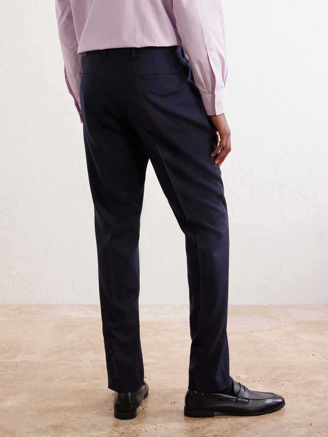 Straight-Leg Pleated Wool Suit Trousers