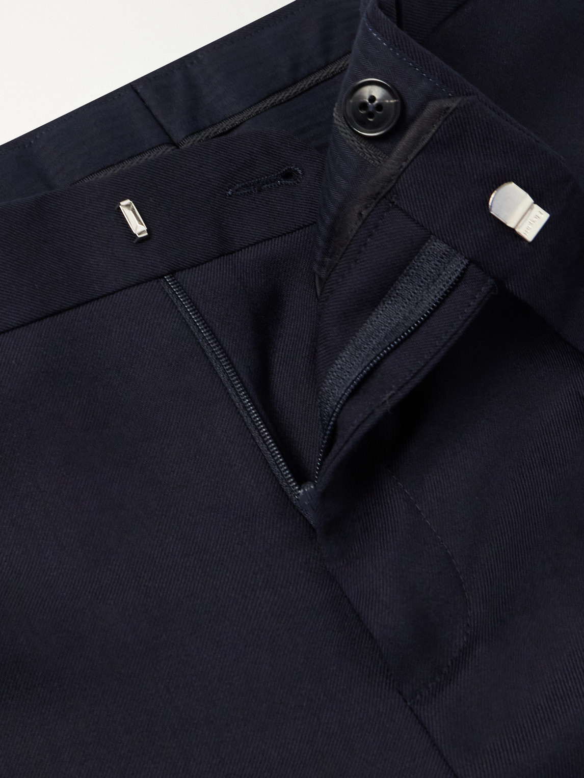 Straight-Leg Pleated Wool Suit Trousers
