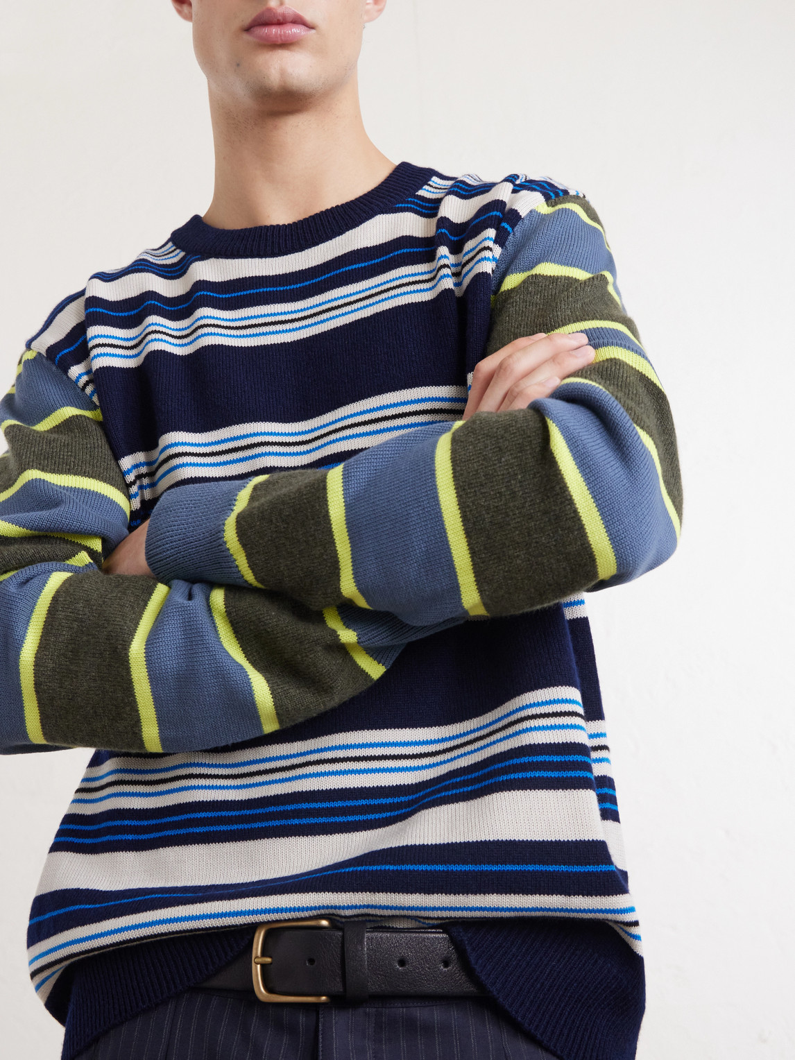 Striped Wool And Cotton-Blend Sweater