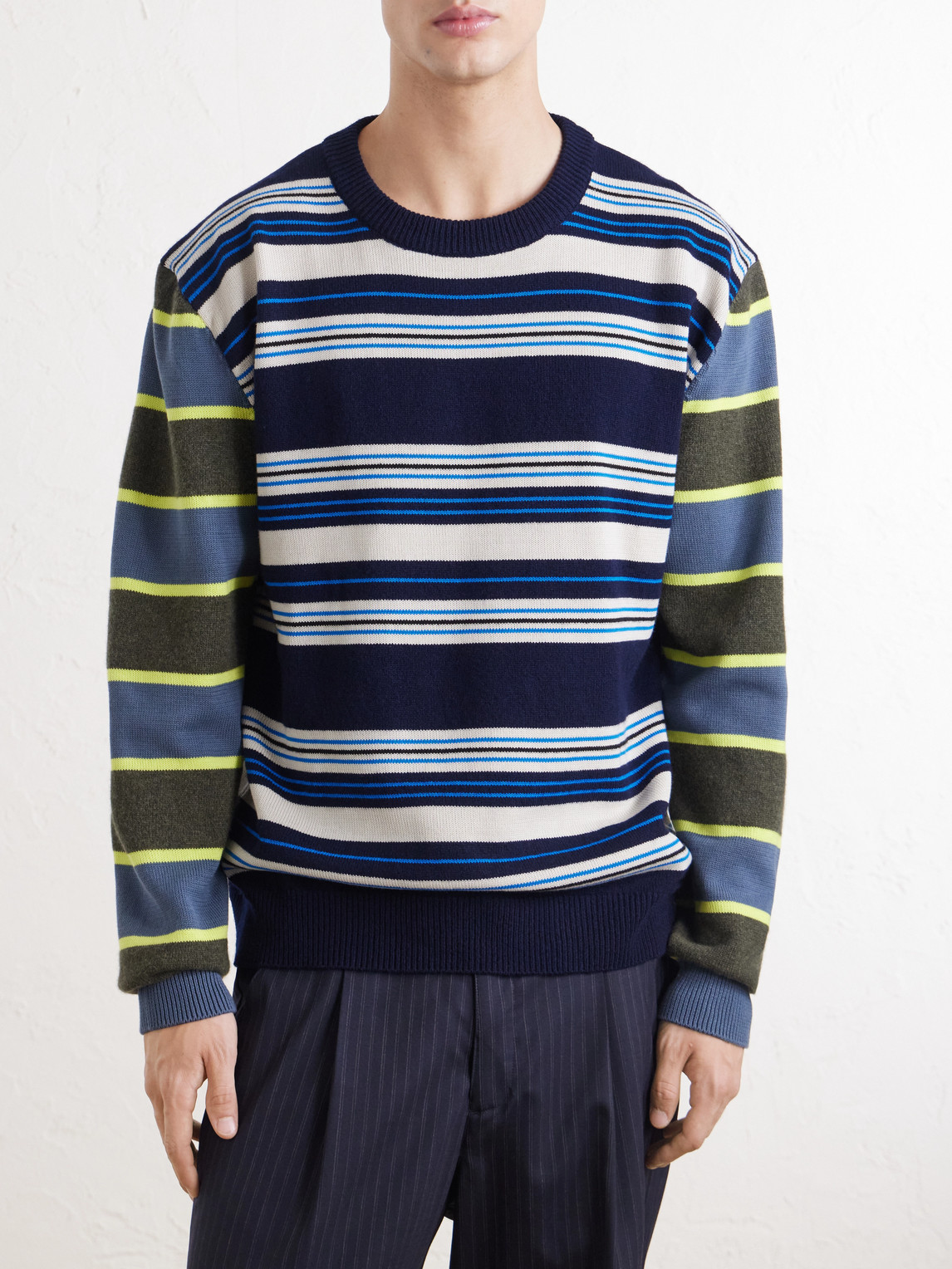 Striped Wool And Cotton-Blend Sweater