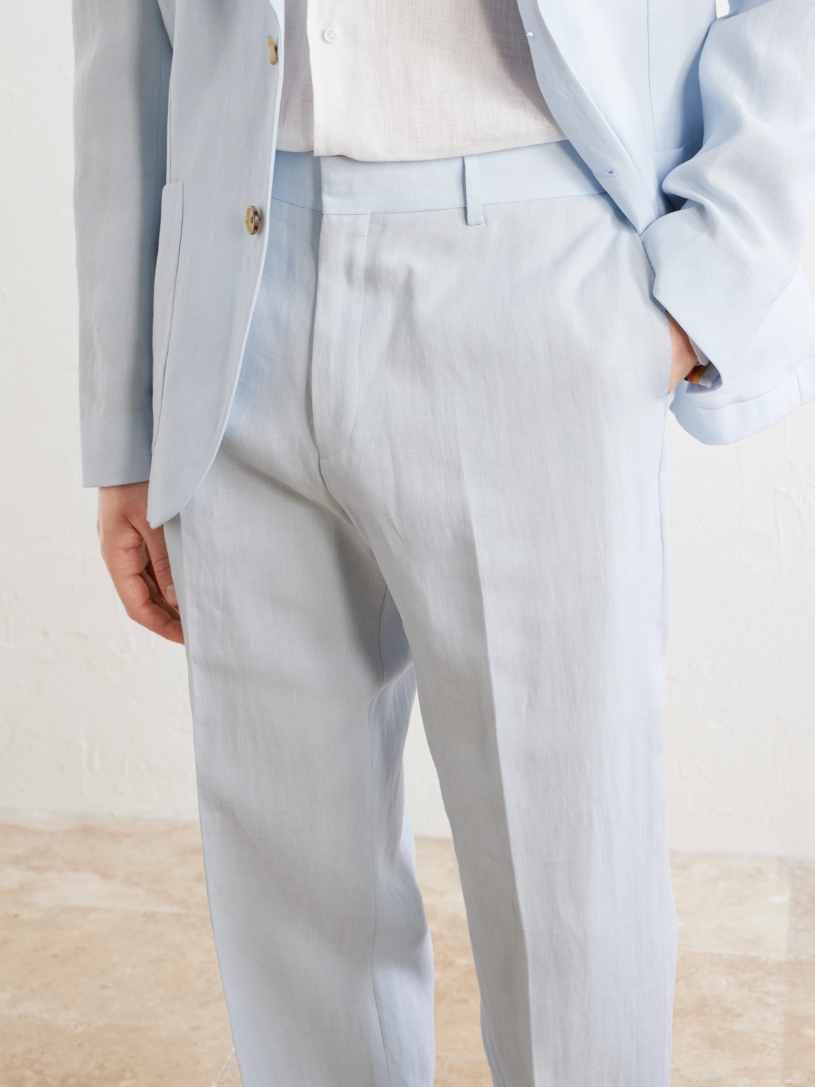 Straight-Leg Linen Suit Trousers