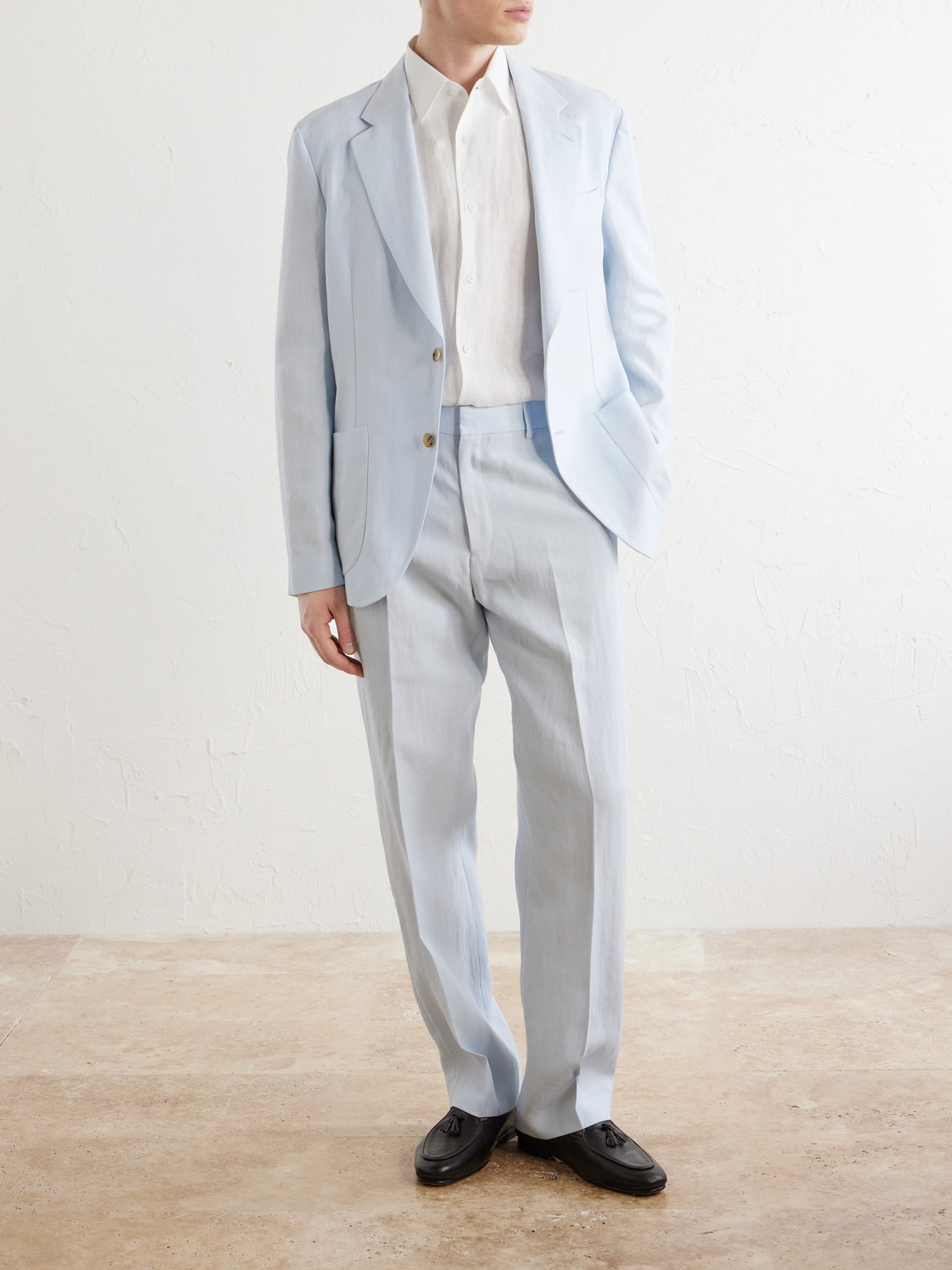 Straight-Leg Linen Suit Trousers