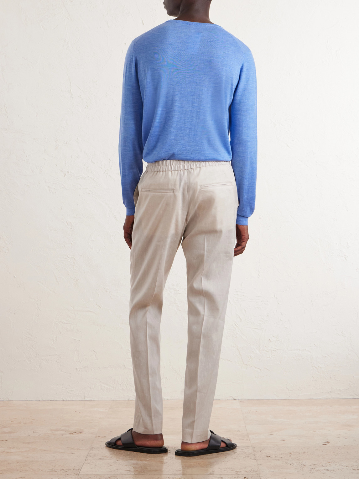 Straight-Leg Linen And Wool-Blend Trousers