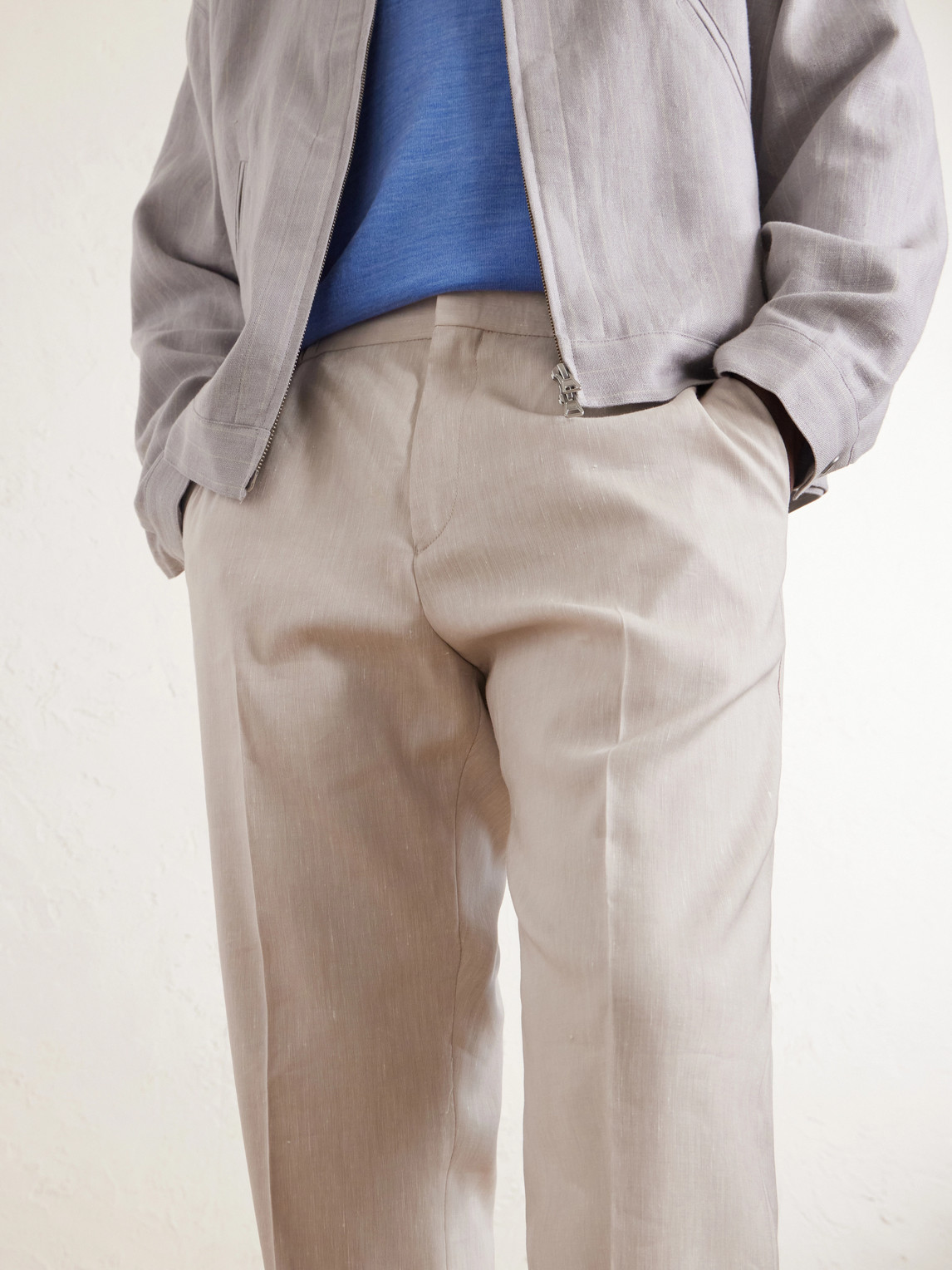 Straight-Leg Linen And Wool-Blend Trousers