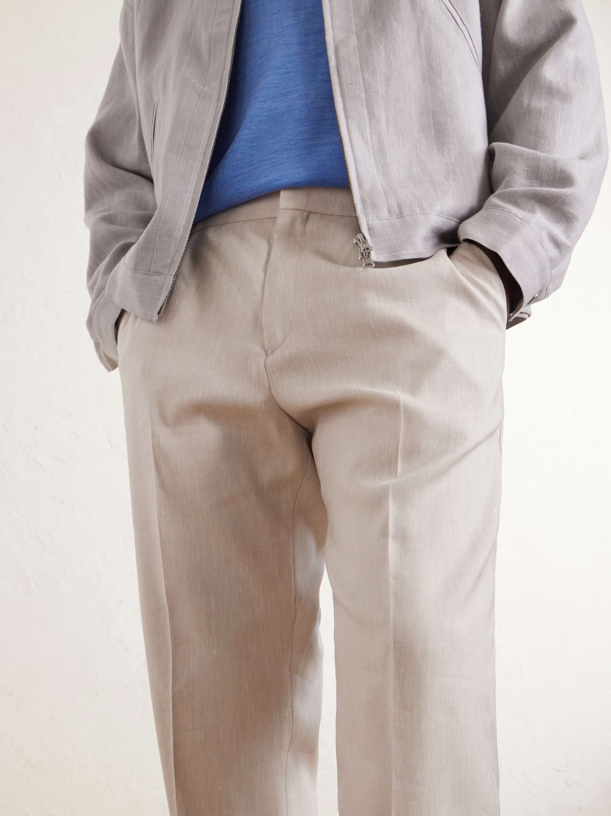 PAUL SMITH Straight-Leg Linen and Wool-Blend Trousers for Men | MR