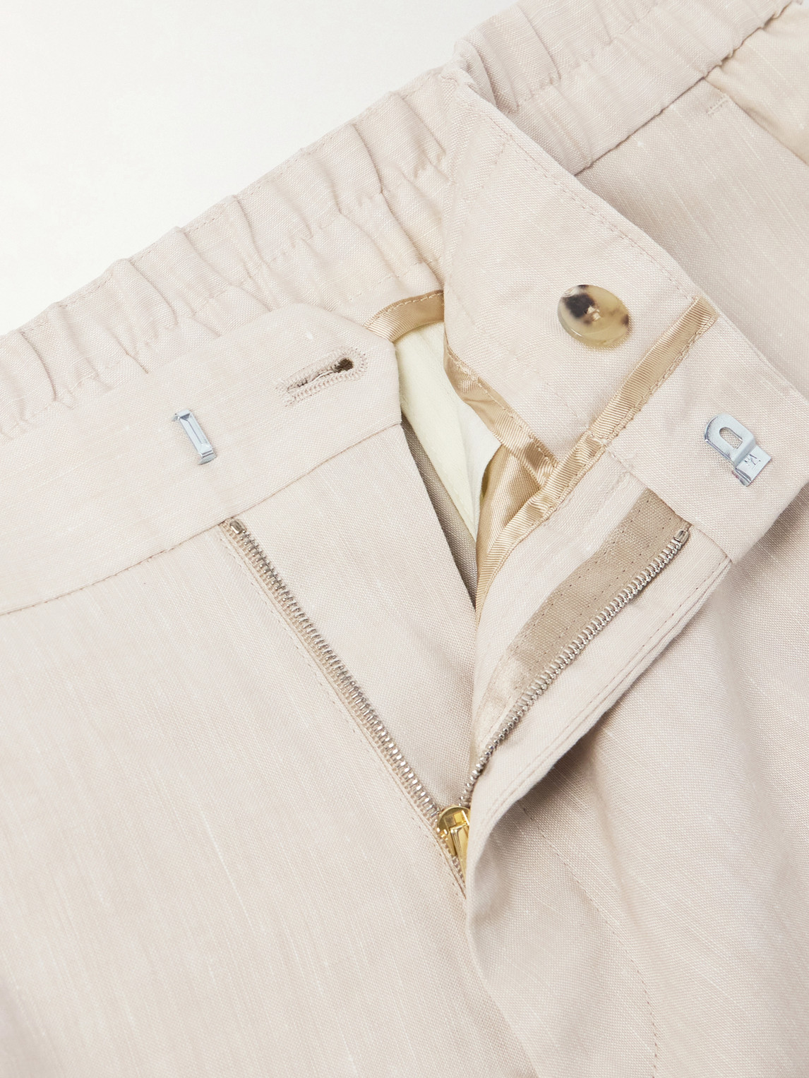 Straight-Leg Linen And Wool-Blend Trousers