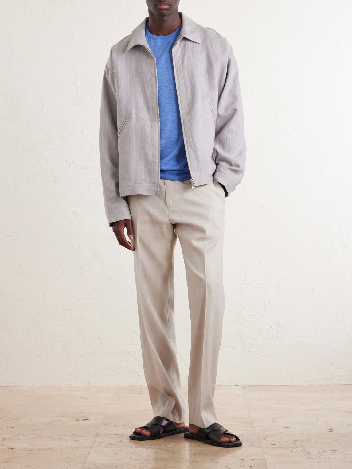 Straight-Leg Linen And Wool-Blend Trousers