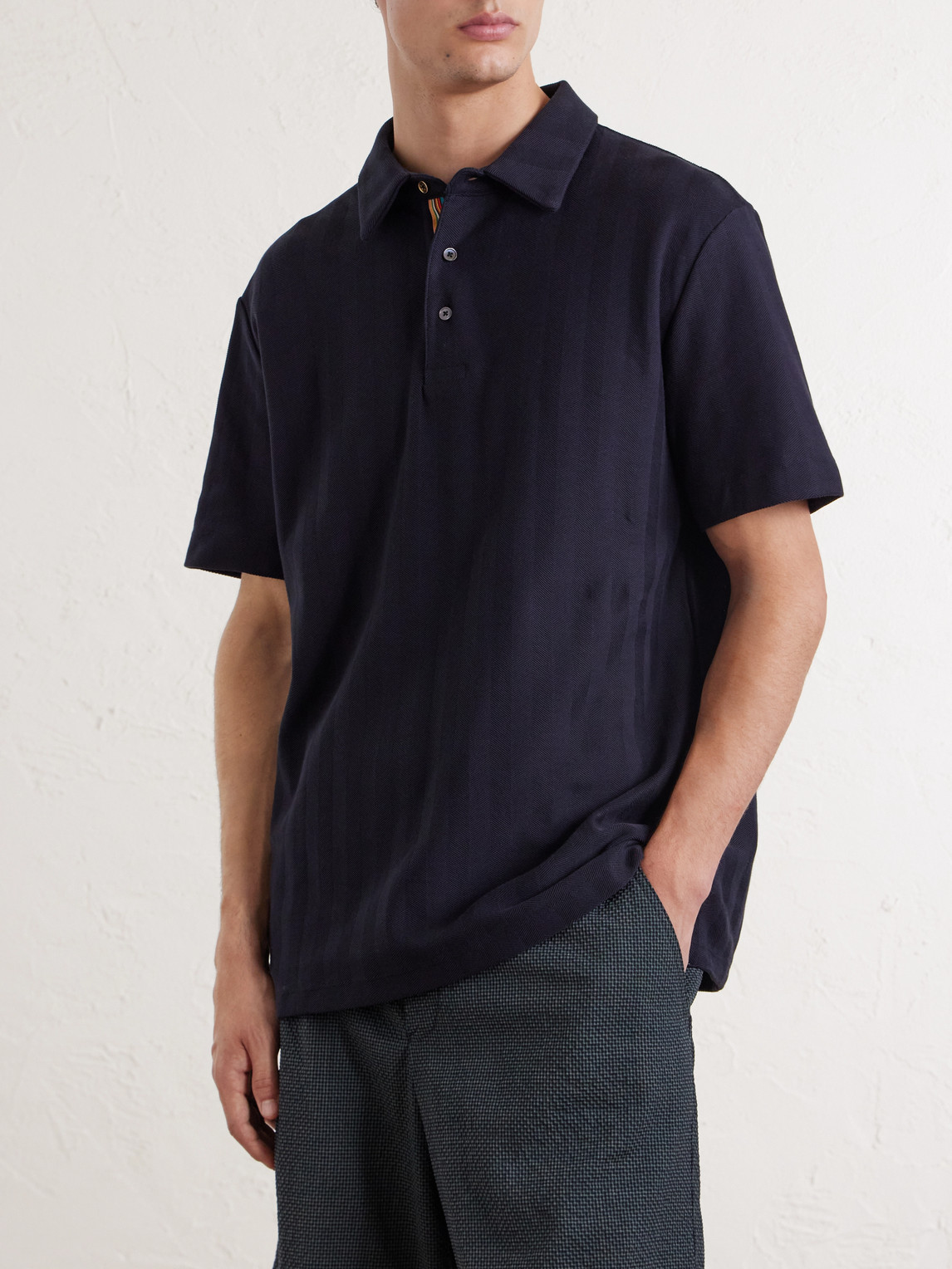 Organic Herringbone Cotton-Piqué Polo Shirt