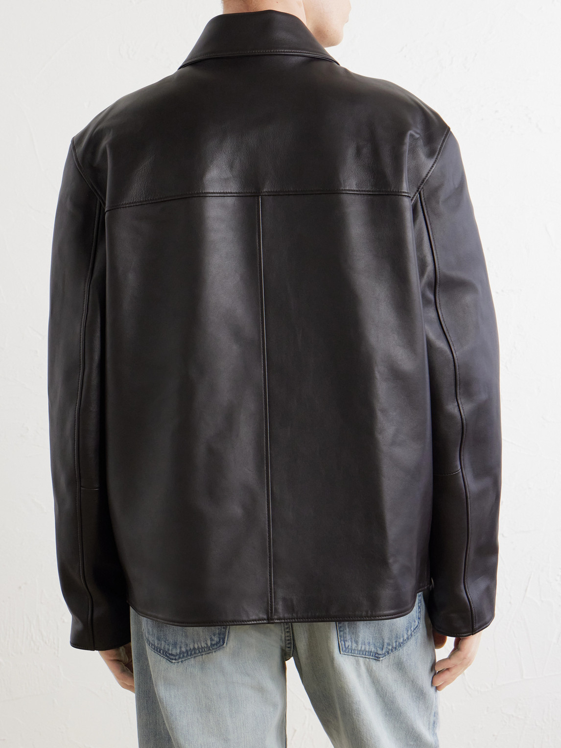 Paul Smith Leather Jacket In Brown