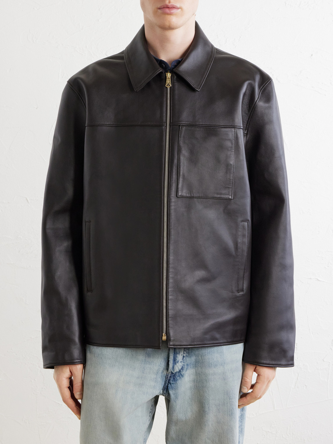 Paul Smith Leather Jacket In Brown