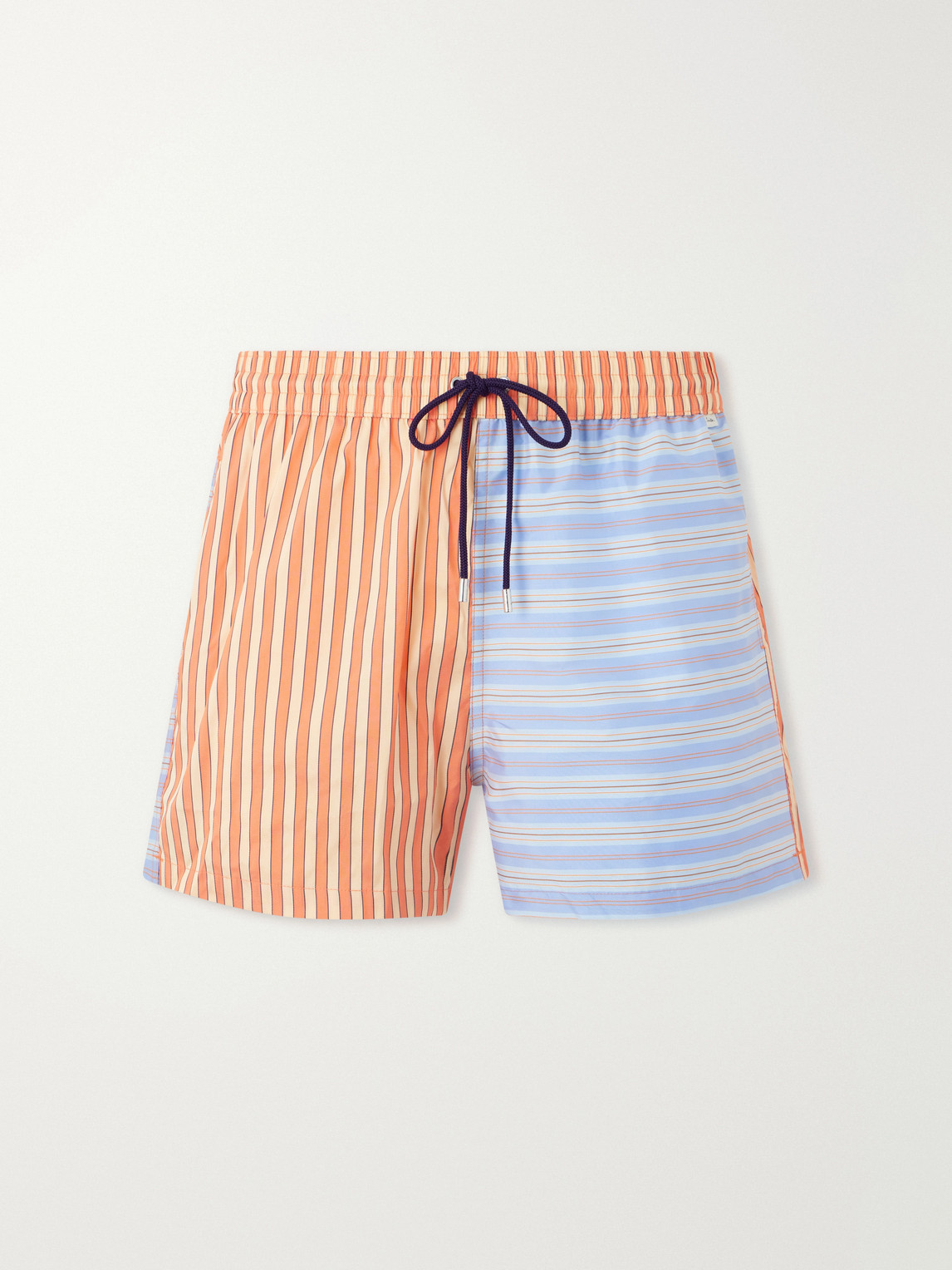 Paul Smith Dual-tone Straight-leg Striped Swim Shorts In Brown
