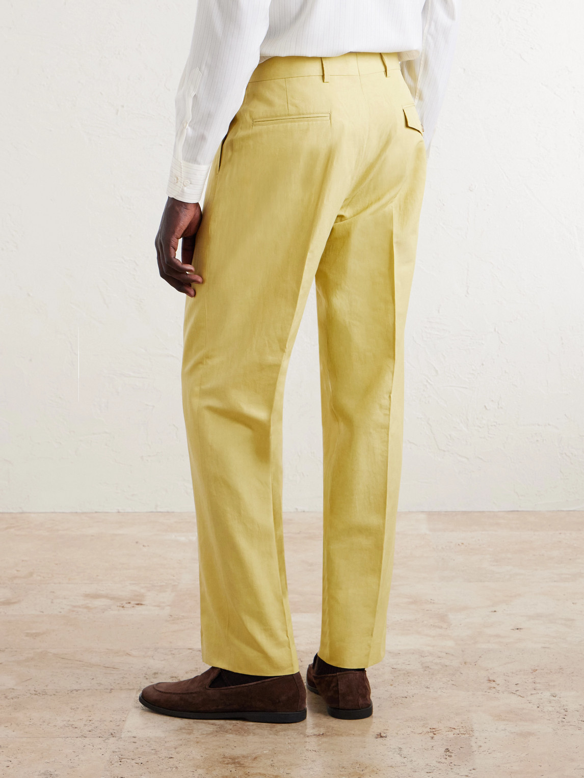 Straight-Leg Cotton And Linen-Blend Suit Trousers