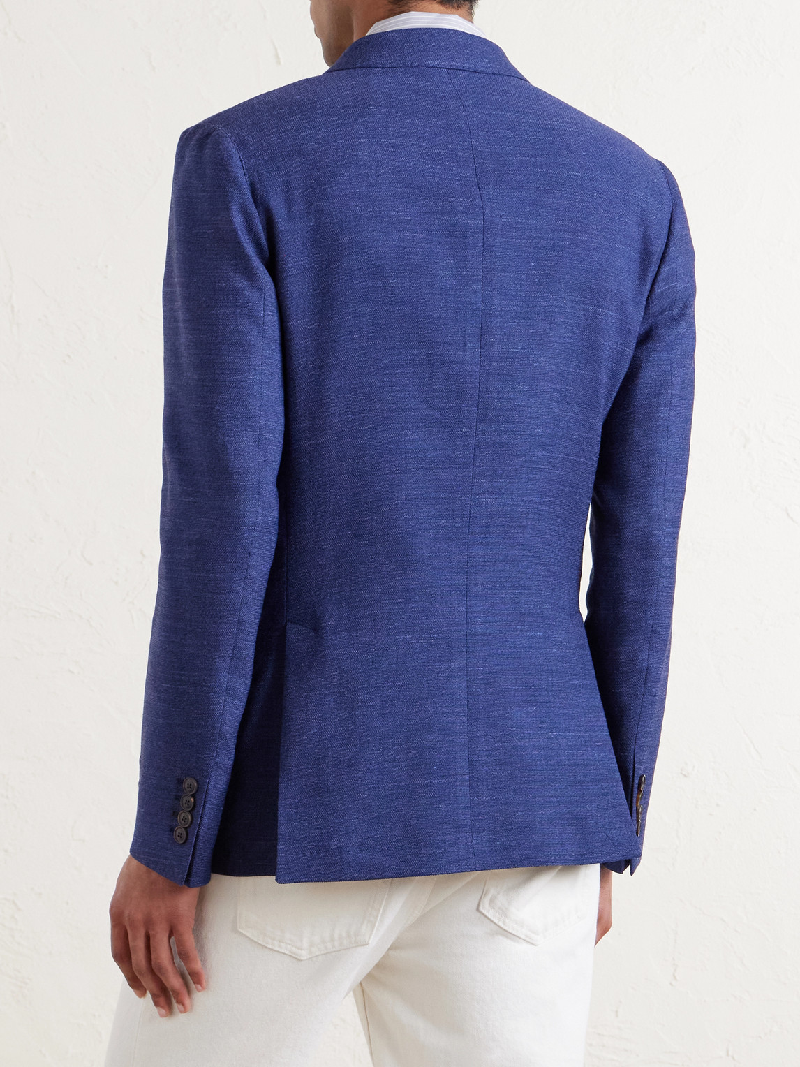 Wool, Linen And Silk-Blend Double-Breasted
