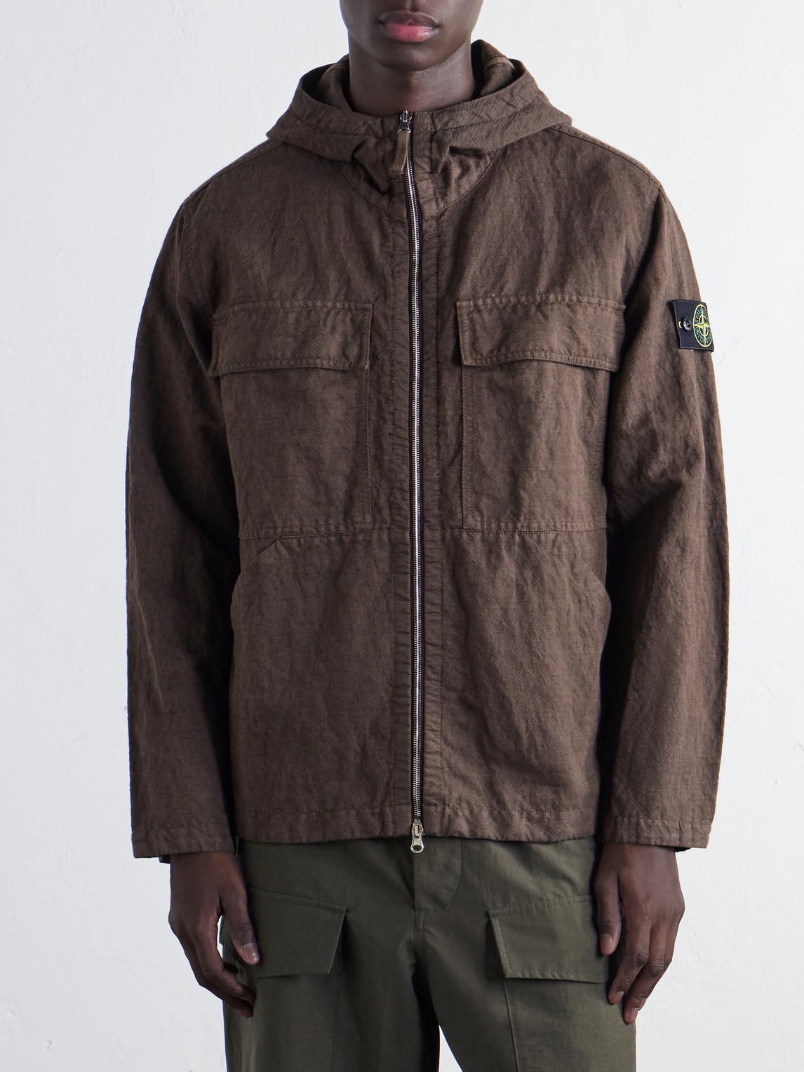 Hooded Garment-Dyed Diagonal Cotton Wool-Tc Jacket