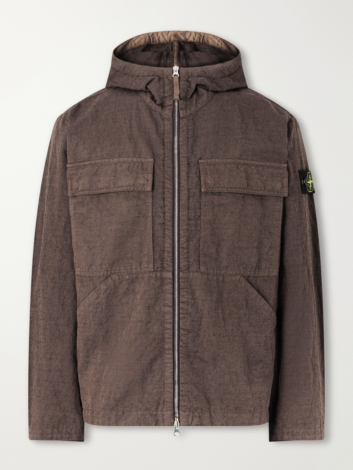 Hooded Garment-Dyed Diagonal Cotton Wool-Tc Jacket