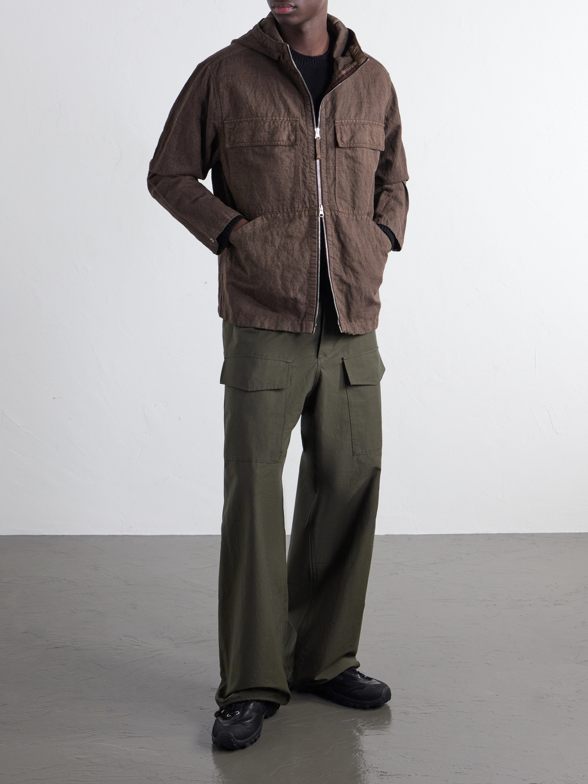 Hooded Garment-Dyed Diagonal Cotton Wool-Tc Jacket
