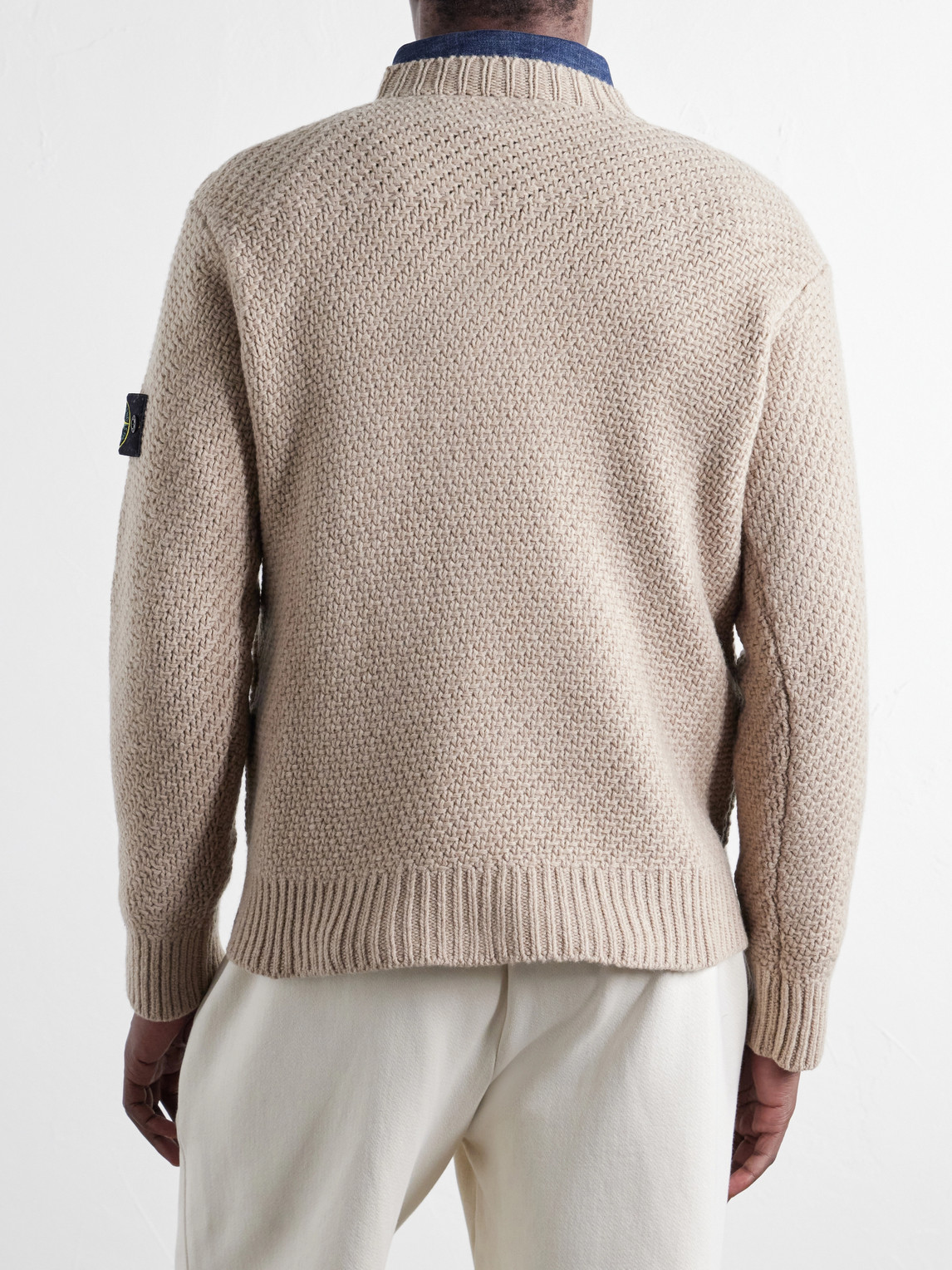 Basket-Stitch Wool-Blend Sweater