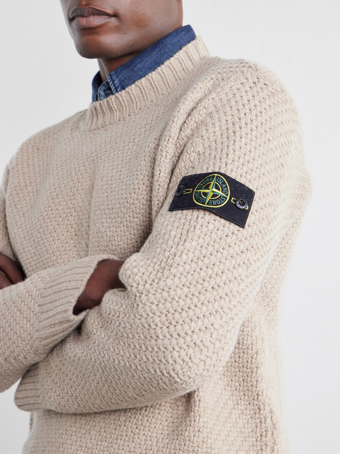 Basket-Stitch Wool-Blend Sweater