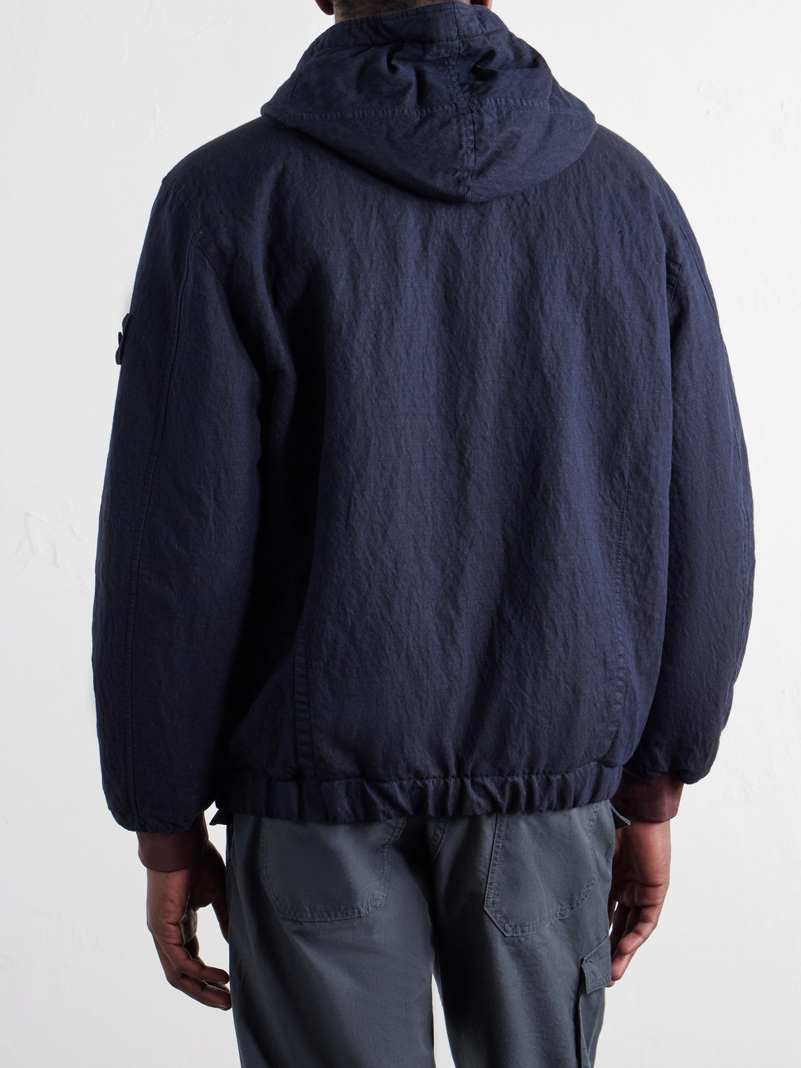 Garment-Dyed Hooded Padded Diagonal Cotton Wool-Tc Twill Jacket