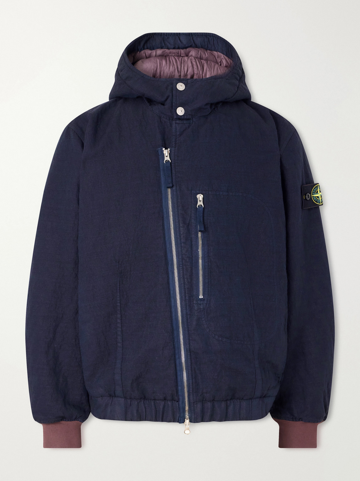 Garment-Dyed Hooded Padded Diagonal Cotton Wool-Tc Twill Jacket