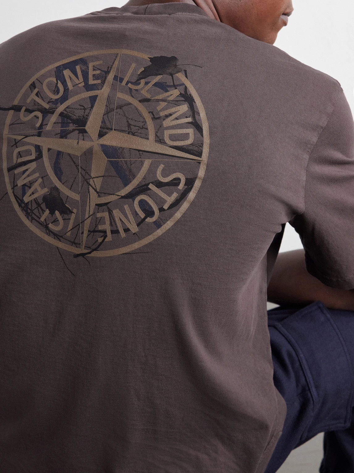 Garment-Dyed Printed Organic Cotton-Jersey T-Shirt