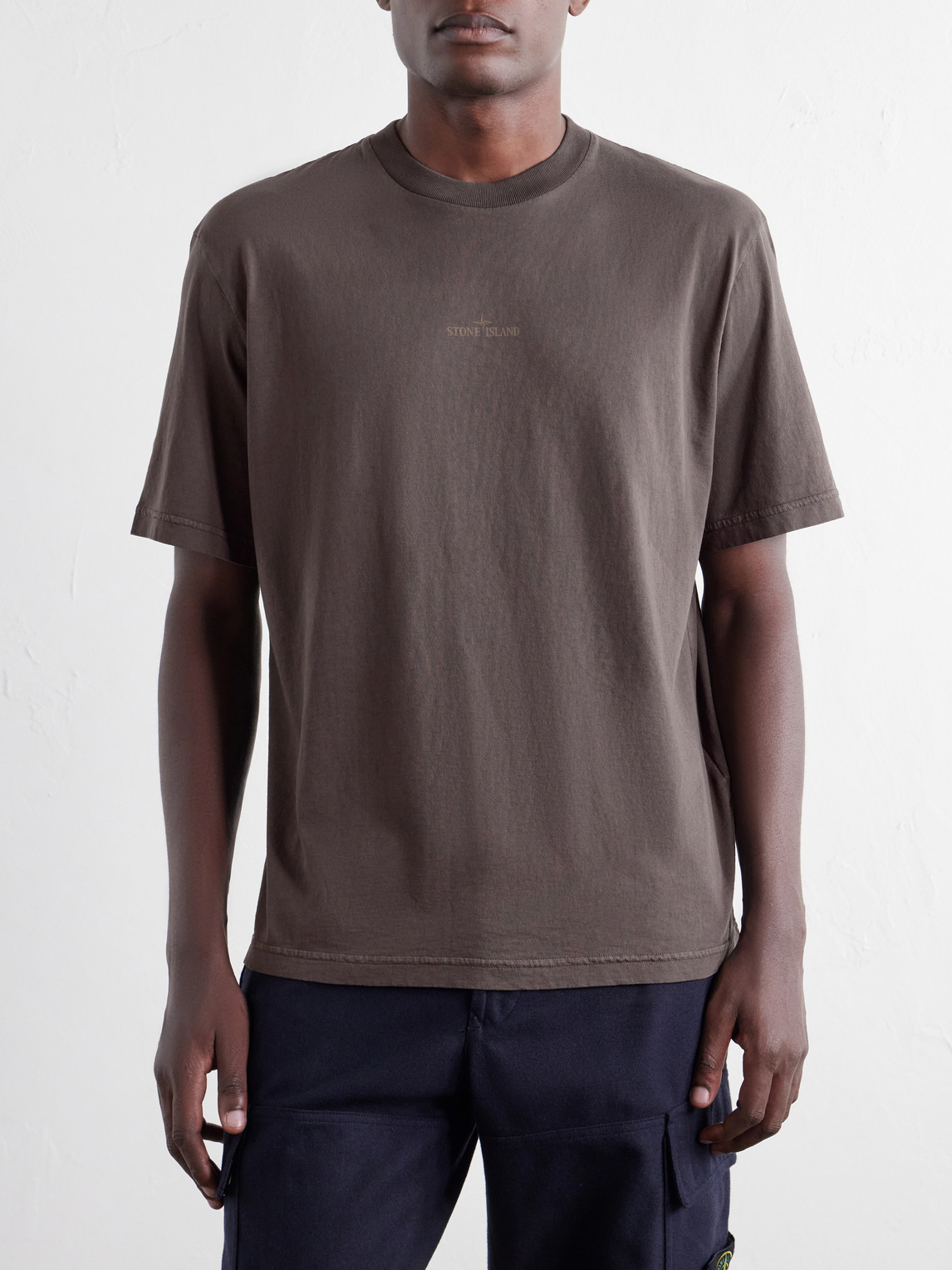 Garment-Dyed Printed Organic Cotton-Jersey T-Shirt