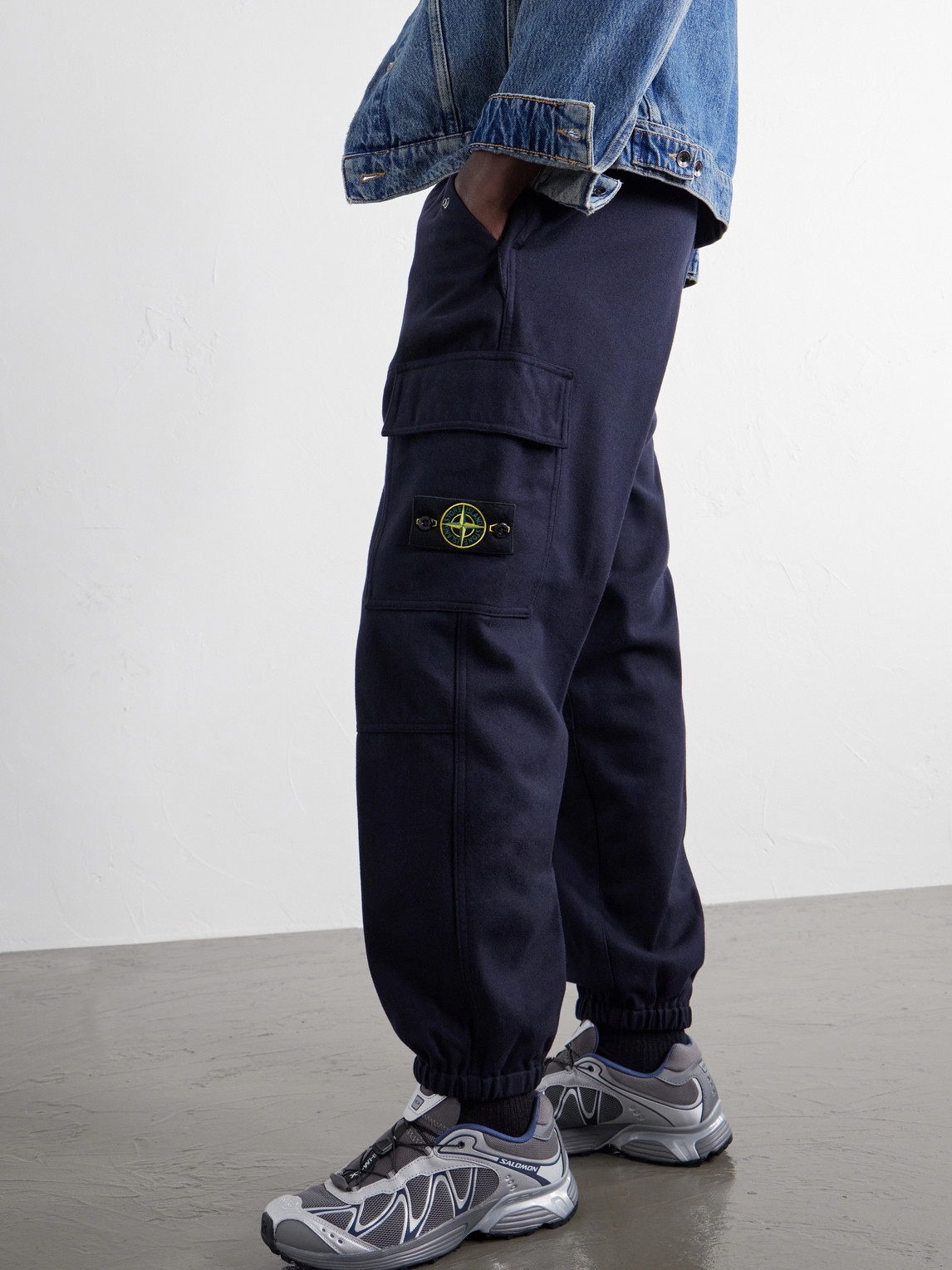 Garment-Dyed Wool-Blend Nylon Flannel-Tc Cargo Sweatpants