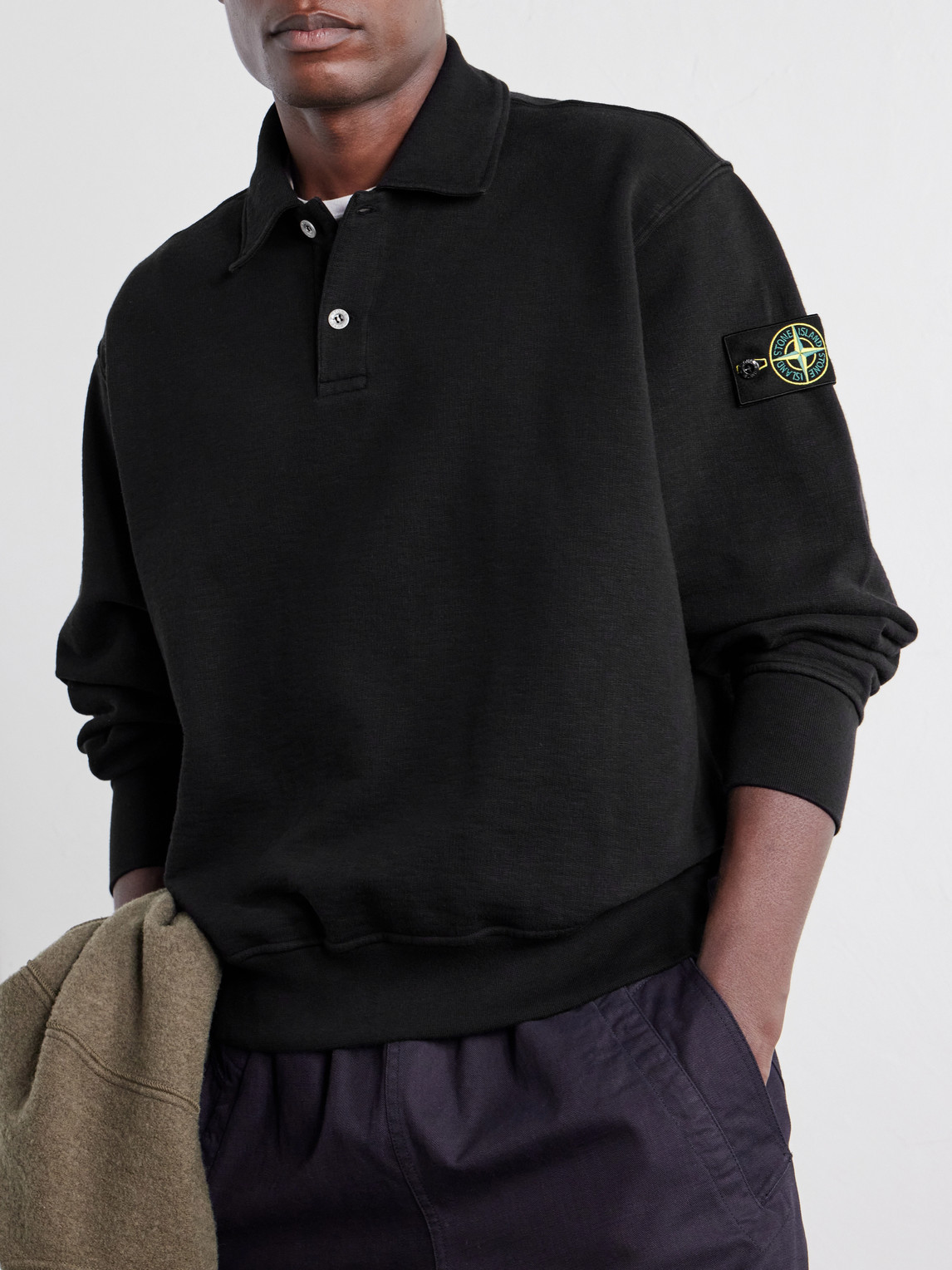 Garment-Dyed Tubular Cotton-Fleece Sweatshirt