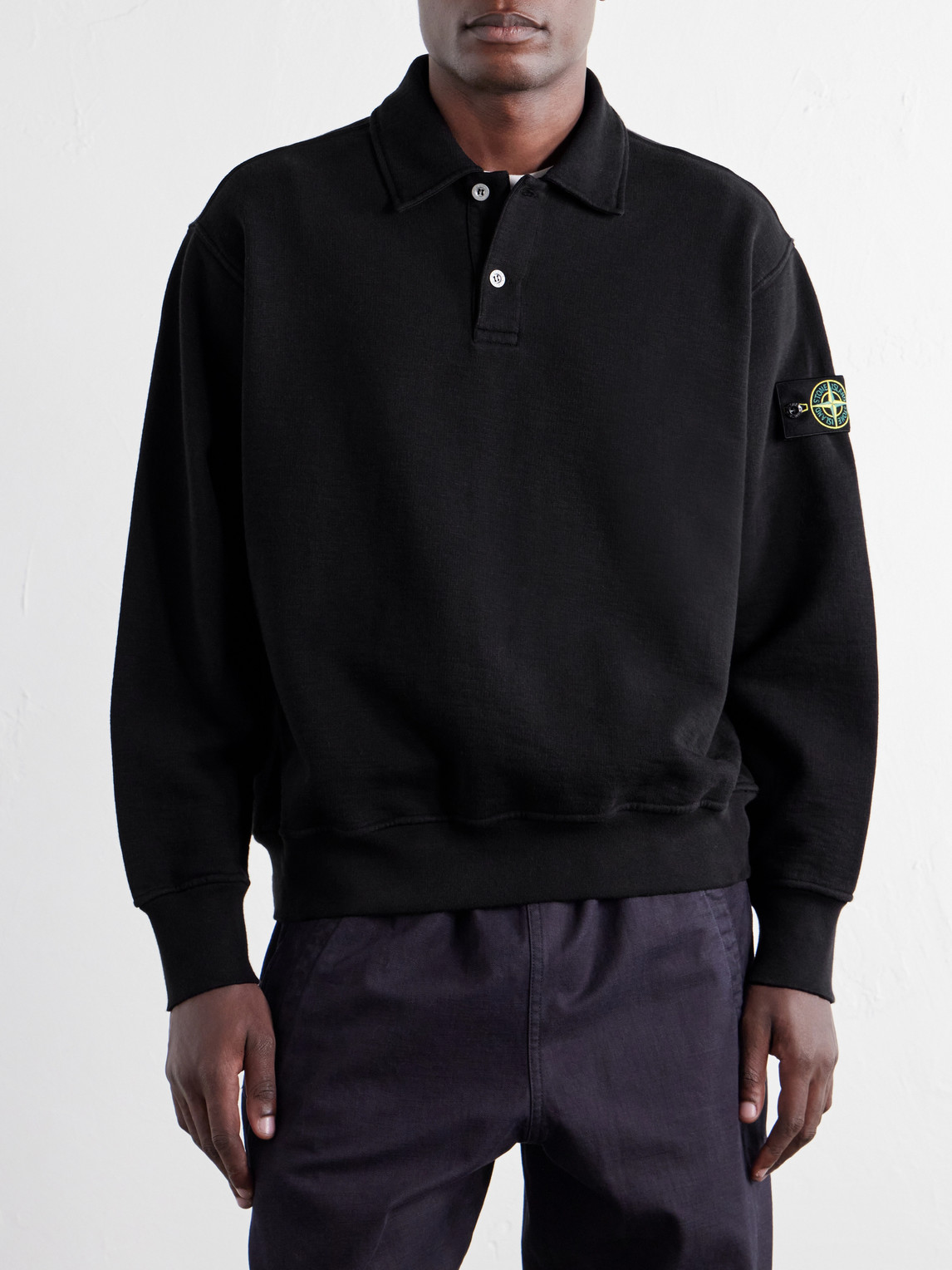 Garment-Dyed Tubular Cotton-Fleece Sweatshirt